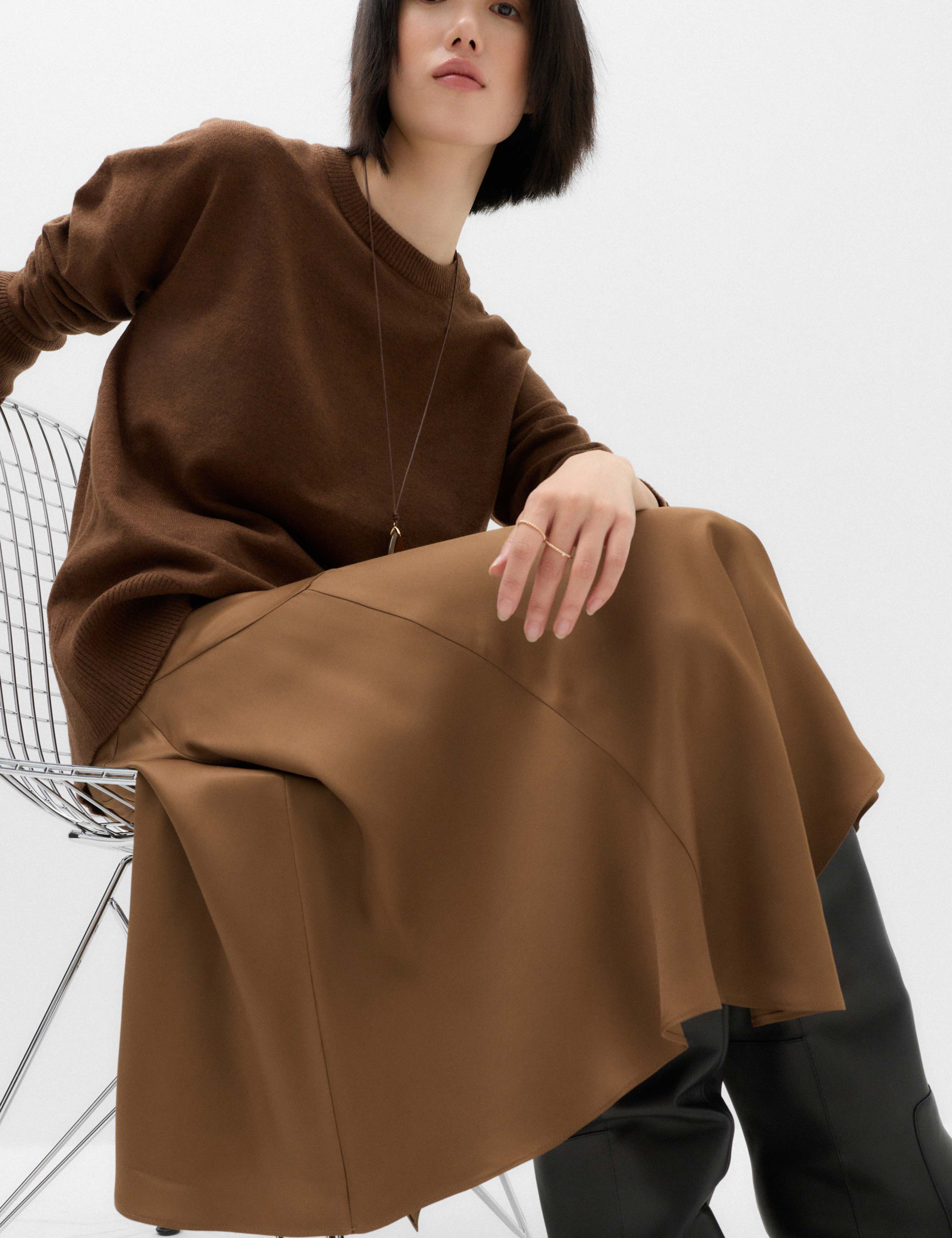 Satin Midi Asymmetric Skirt 5 of 7