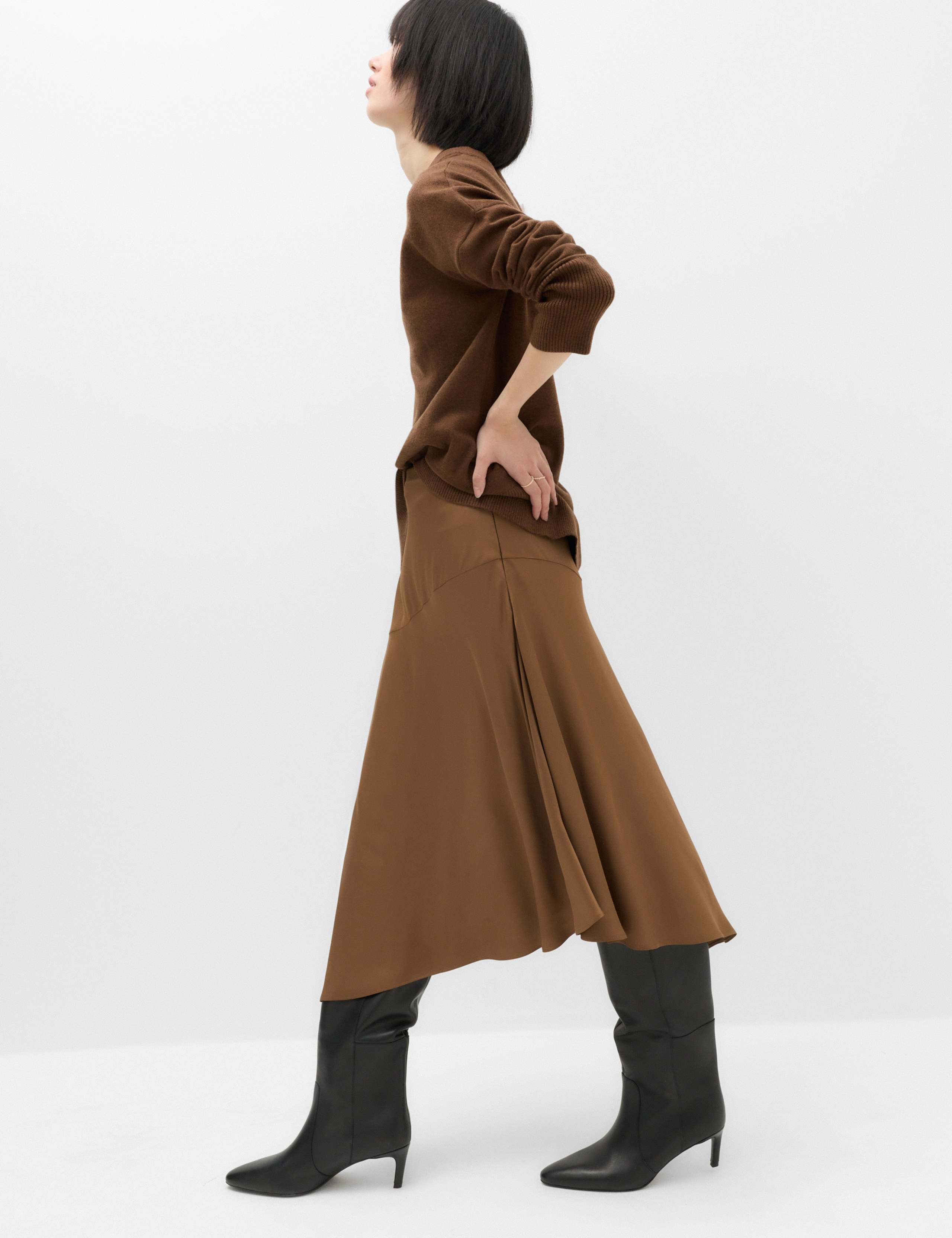 Satin Midi Asymmetric Skirt 6 of 7