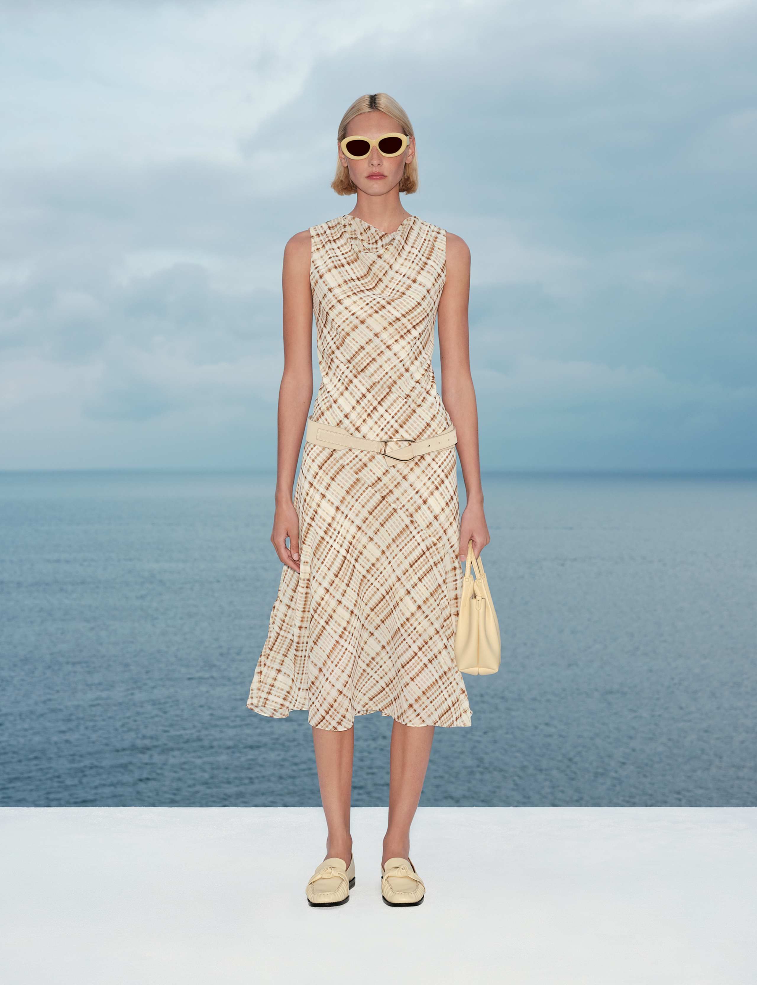 Checked Cowl Neck Midi Slip Dress 1 of 7