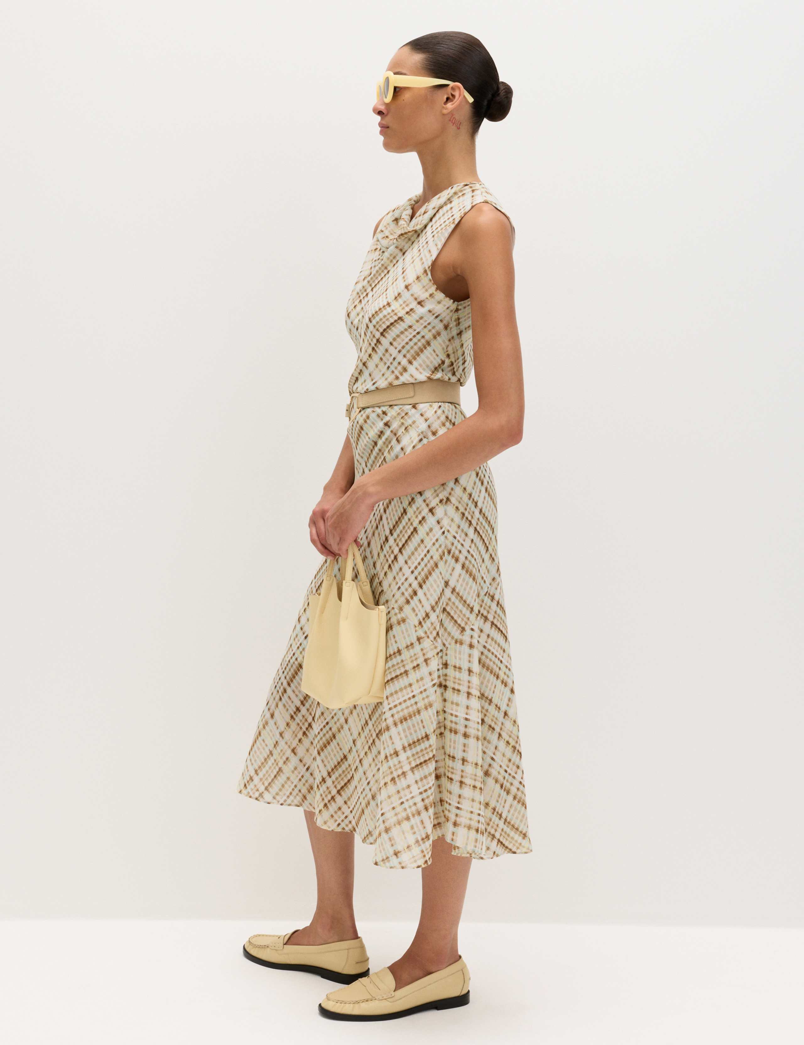 Checked Cowl Neck Midi Slip Dress 6 of 7