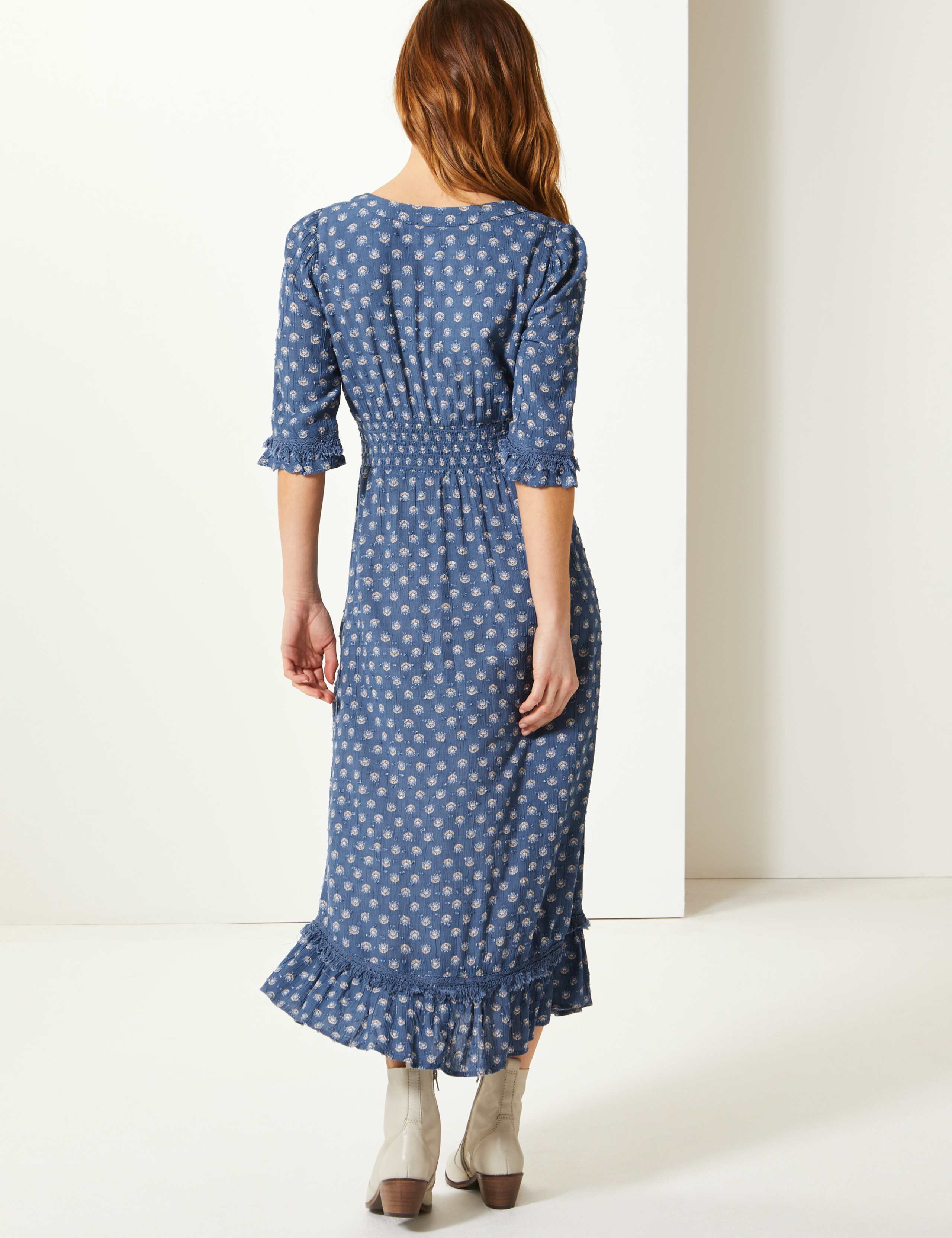PETITE Floral Print Waisted Midi Dress 4 of 4