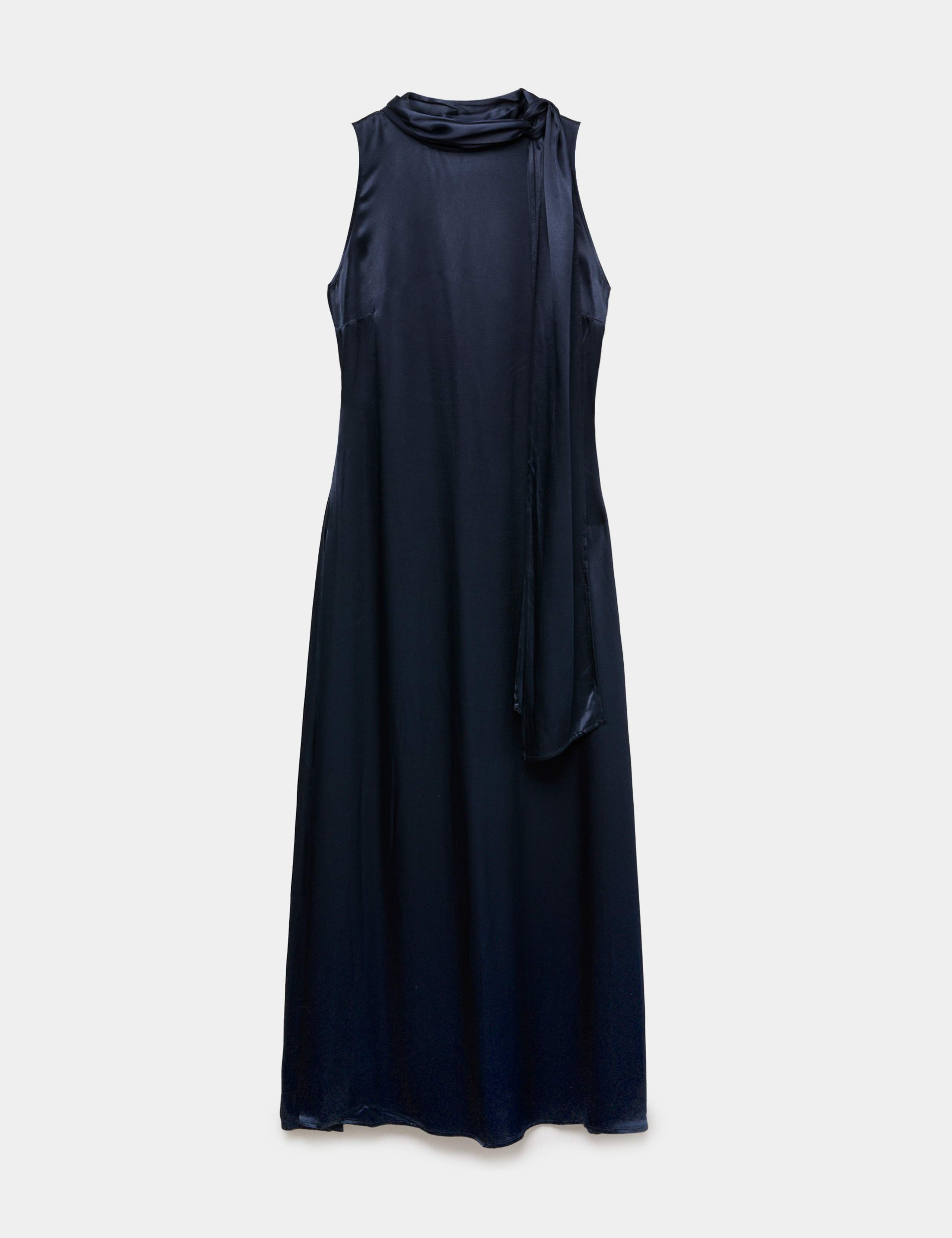 Satin Scarf Detail Satin Midaxi Column Dress 2 of 6