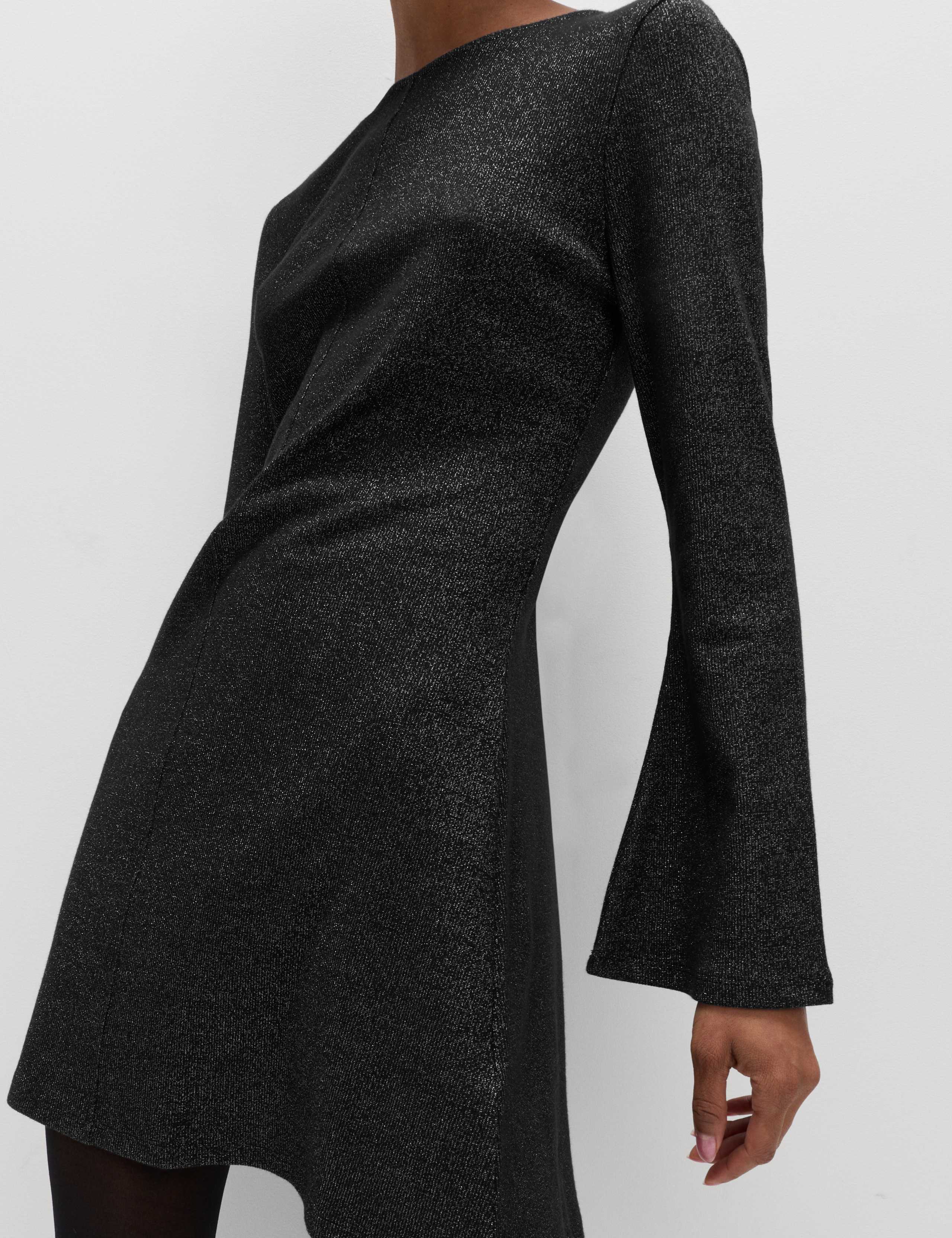 Jersey Ribbed Sparkly Mini Skater Dress 3 of 5