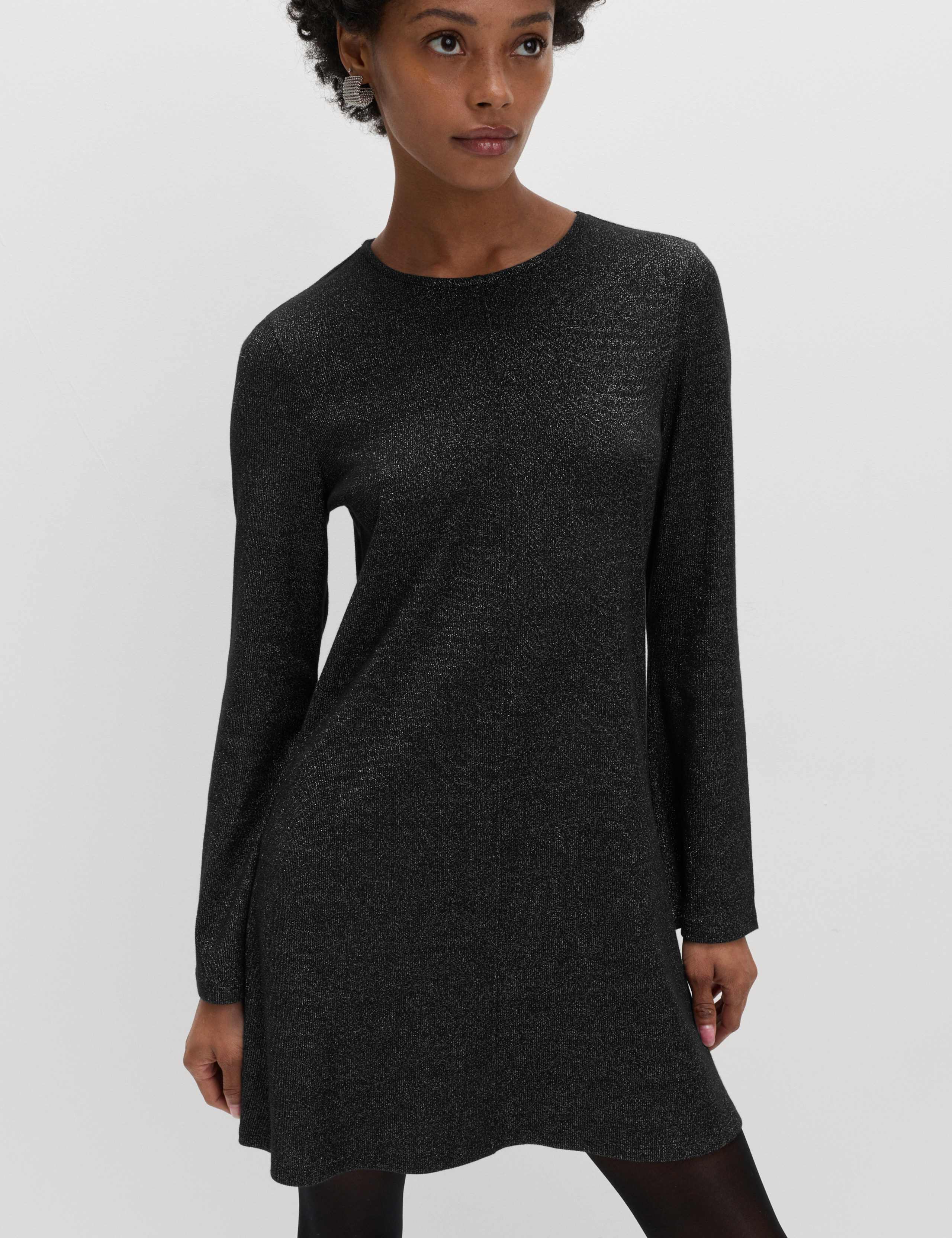 Jersey Ribbed Sparkly Mini Skater Dress 5 of 5