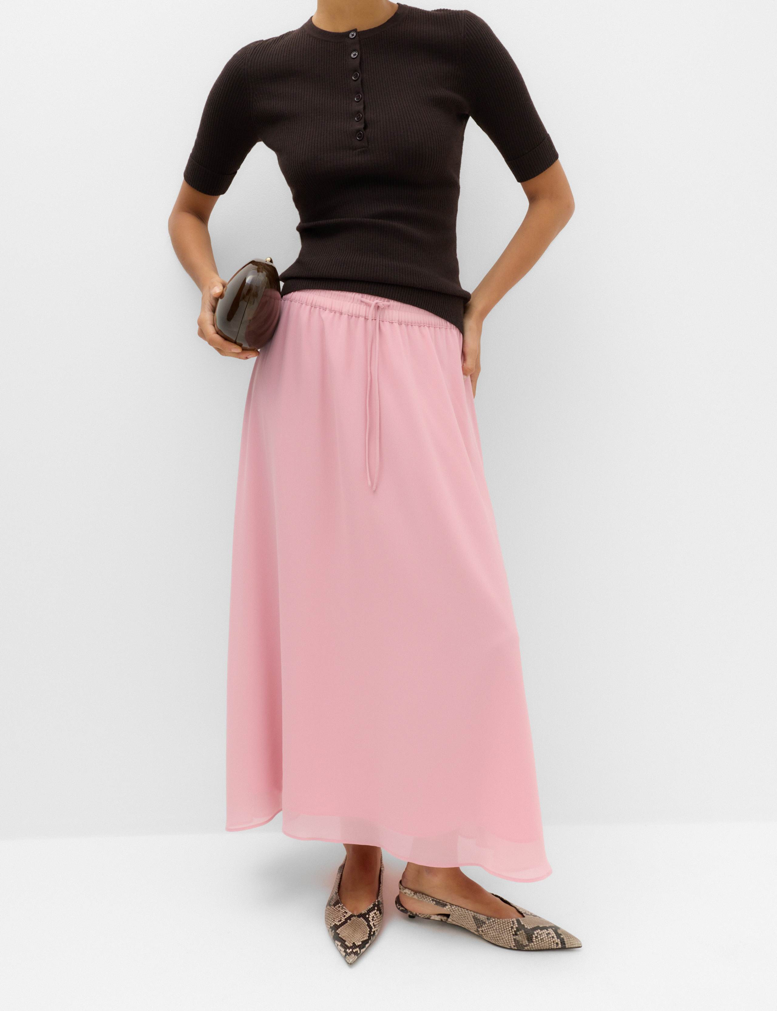 Tie Waist Midi A-Line Skirt 6 of 7