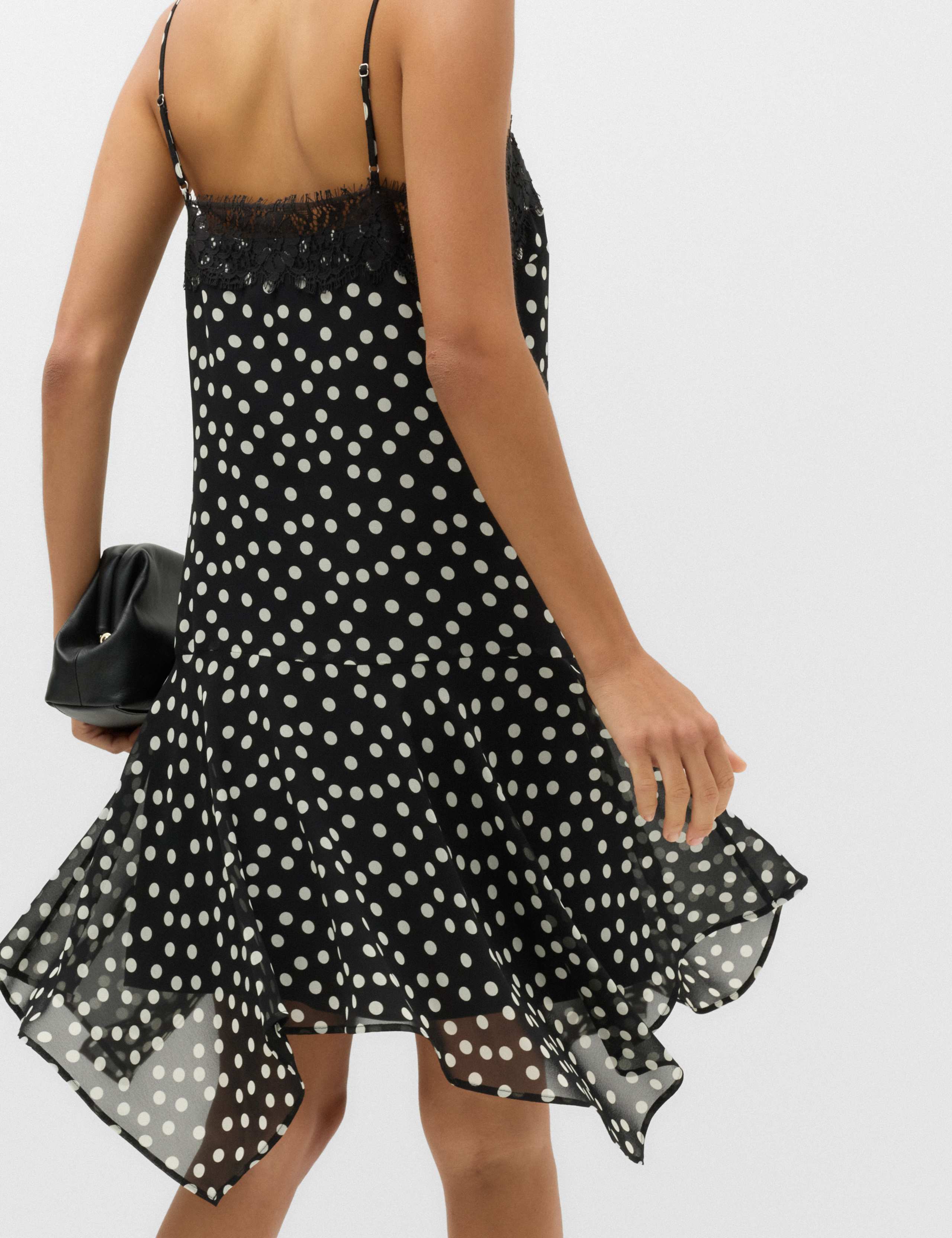 Polka Dot Lace Detail Mini Slip Dress 4 of 6
