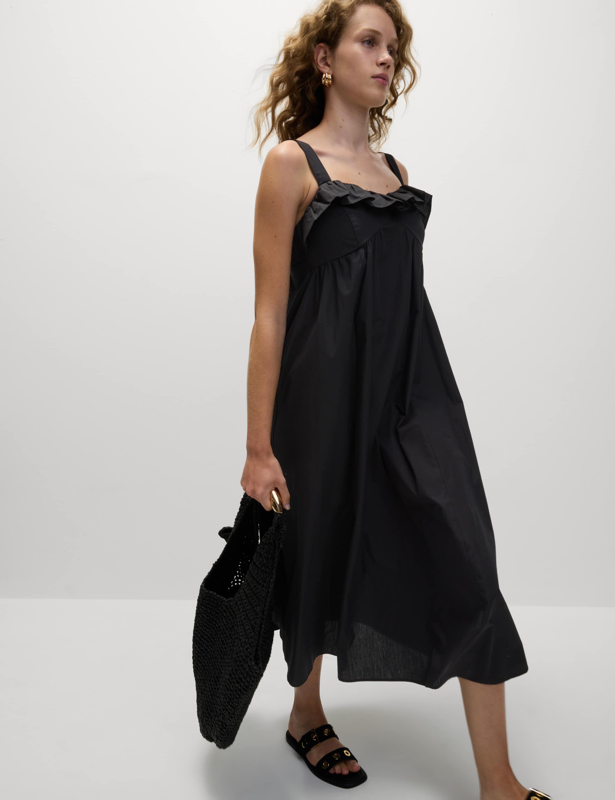 Pure Cotton Ruffle Midaxi Cami Dress 6 of 6