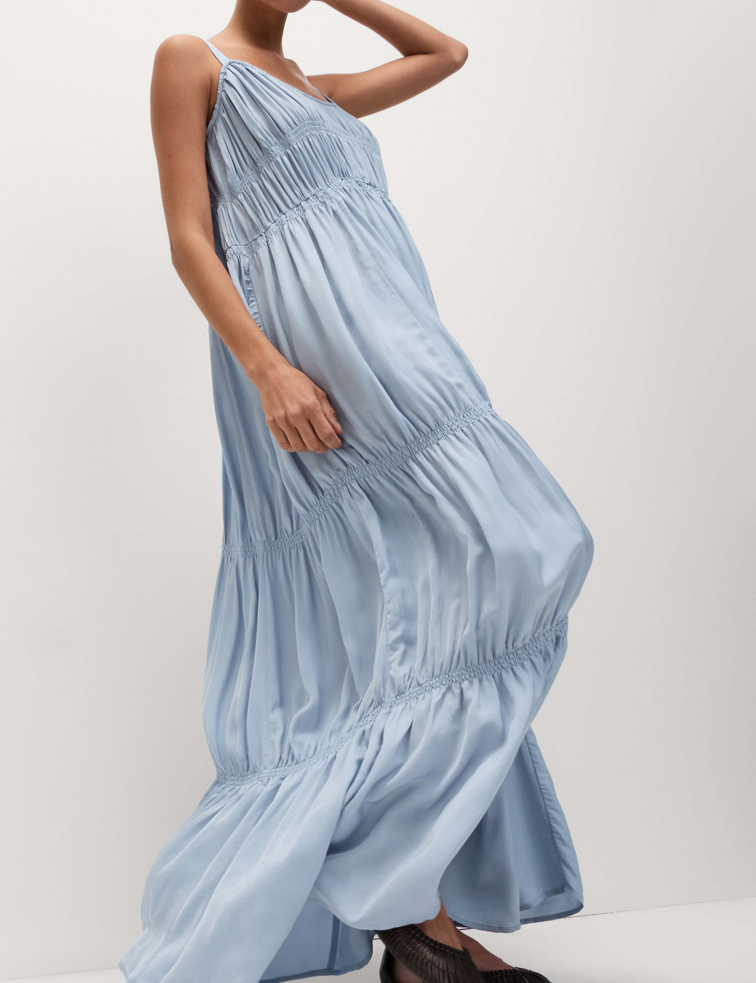 Pintuck Maxi Relaxed Tiered Cami Dress 3 of 7