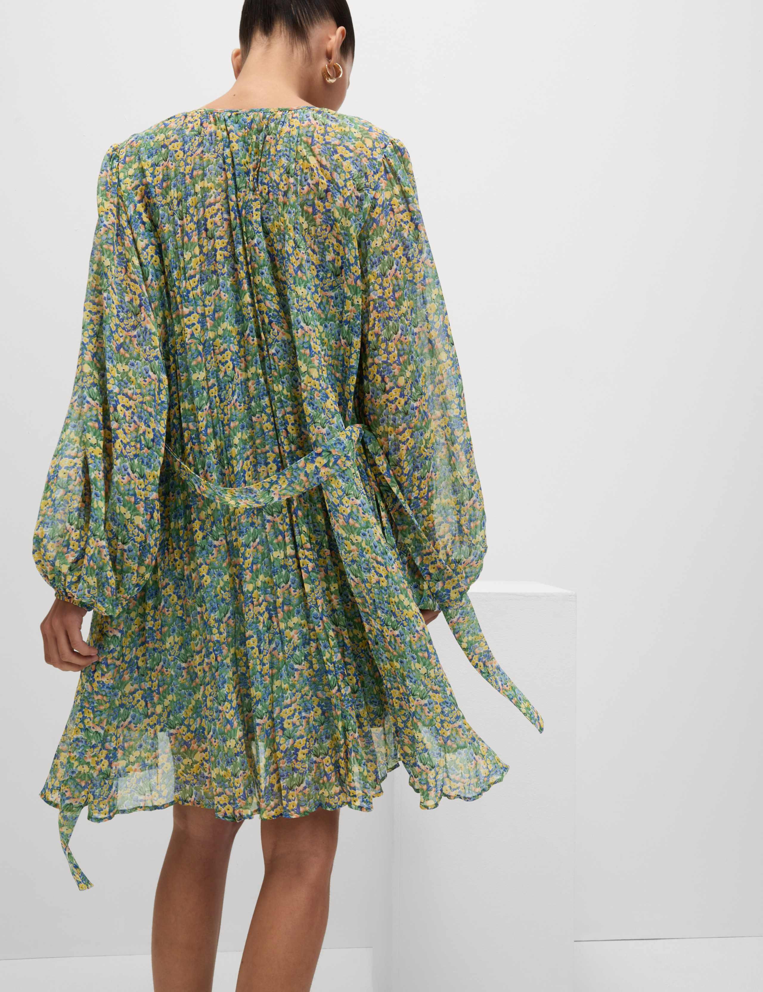 Floral V-Neck Mini Relaxed Smock Dress 4 of 6