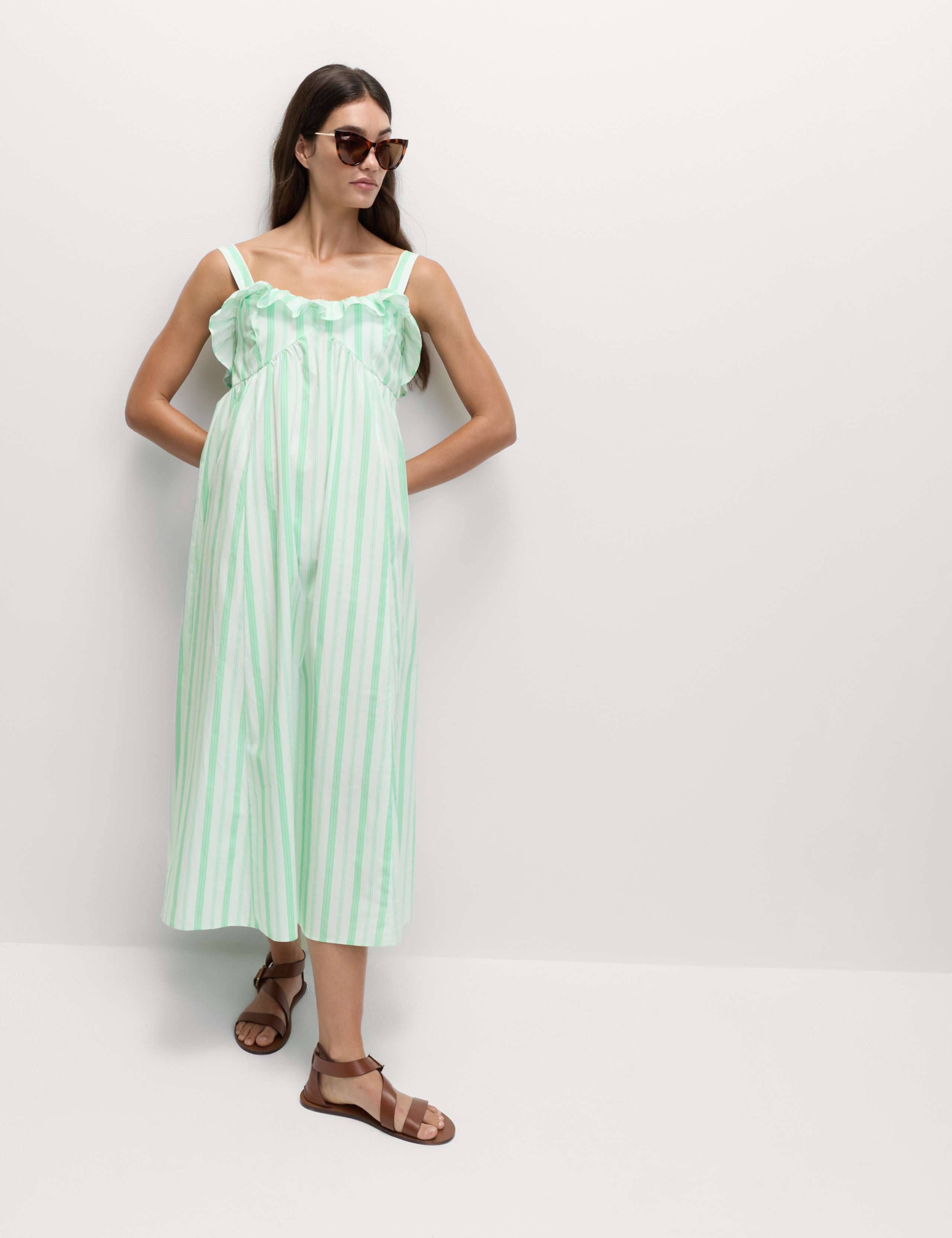 Pure Cotton Striped Midaxi Cami Dress 3 of 7