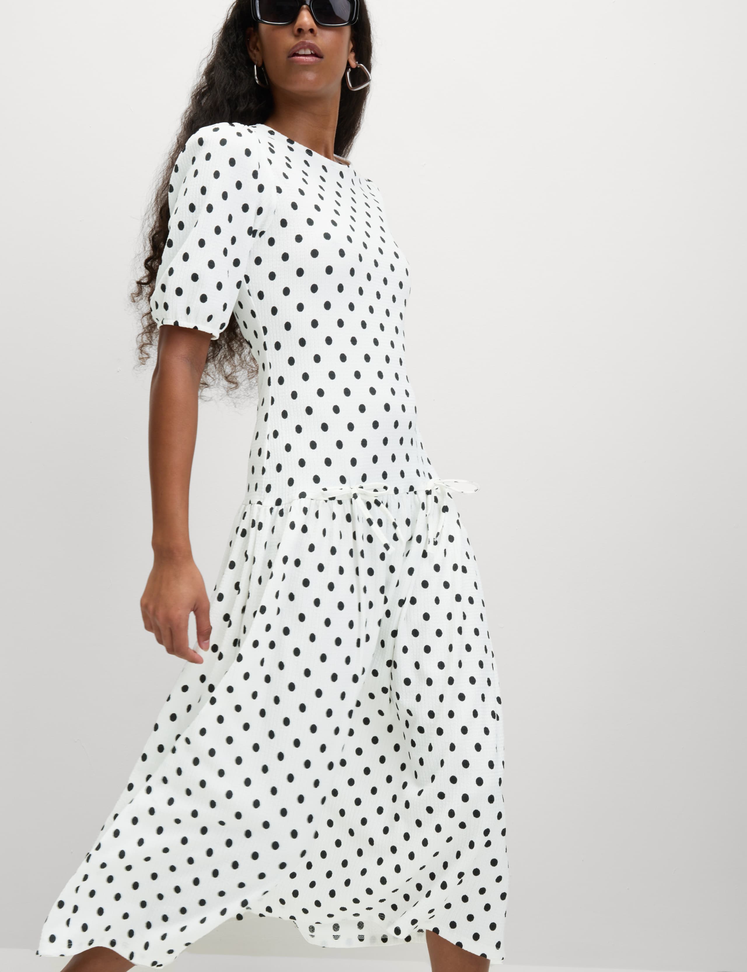 Polka Dot Midi Waisted Dress 3 of 6