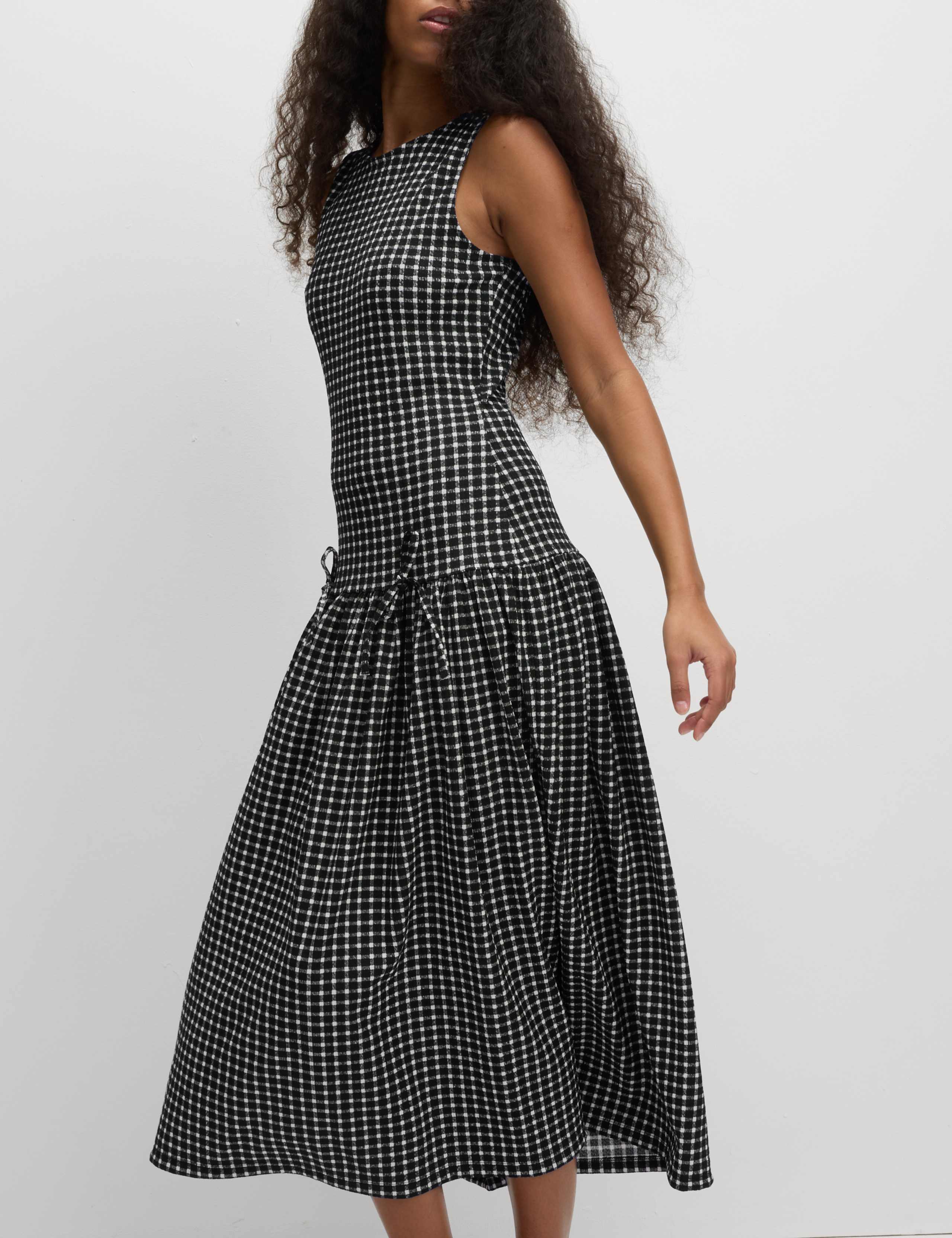 Checked Midi Waisted Dress 3 of 5