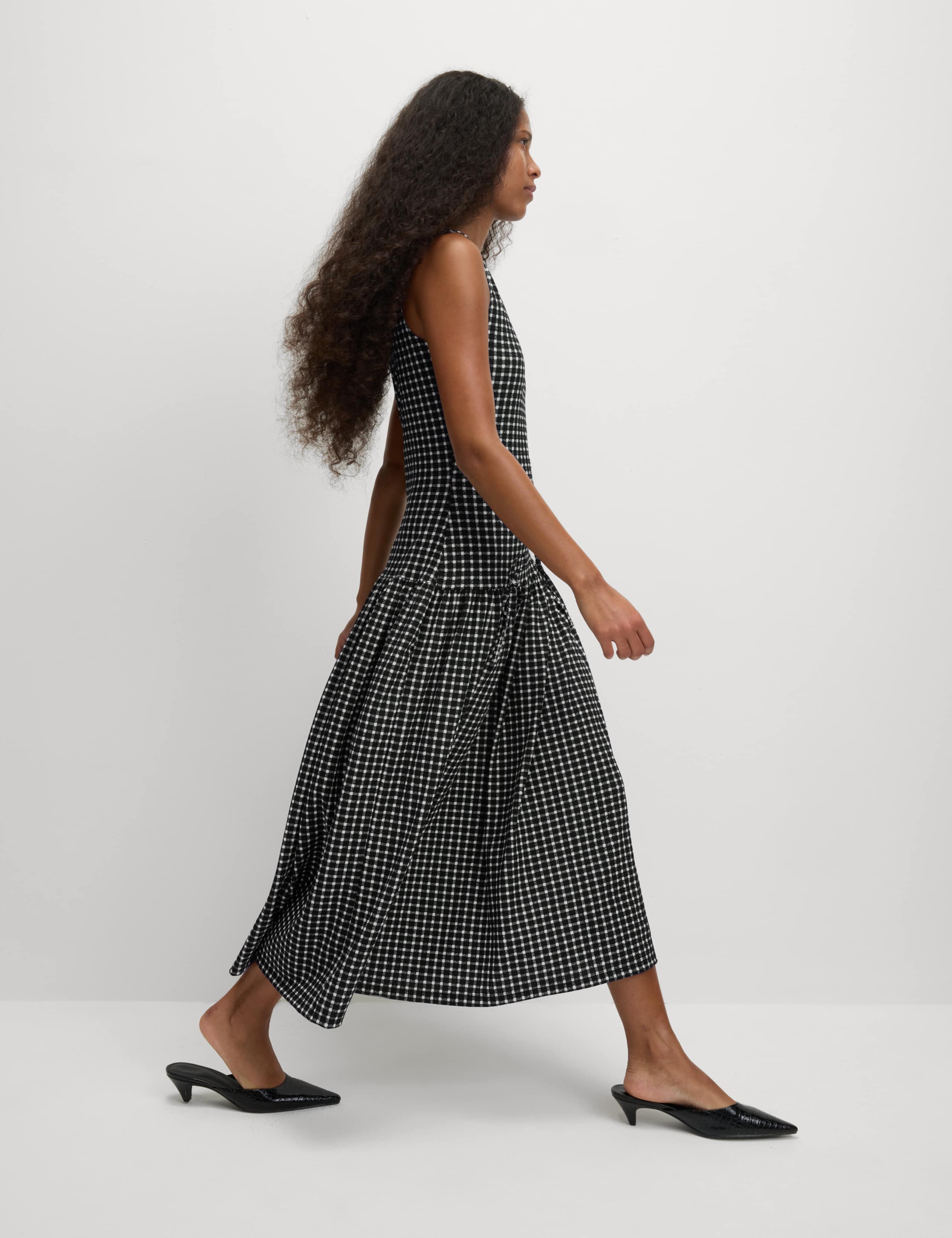 Checked Midi Waisted Dress 5 of 5