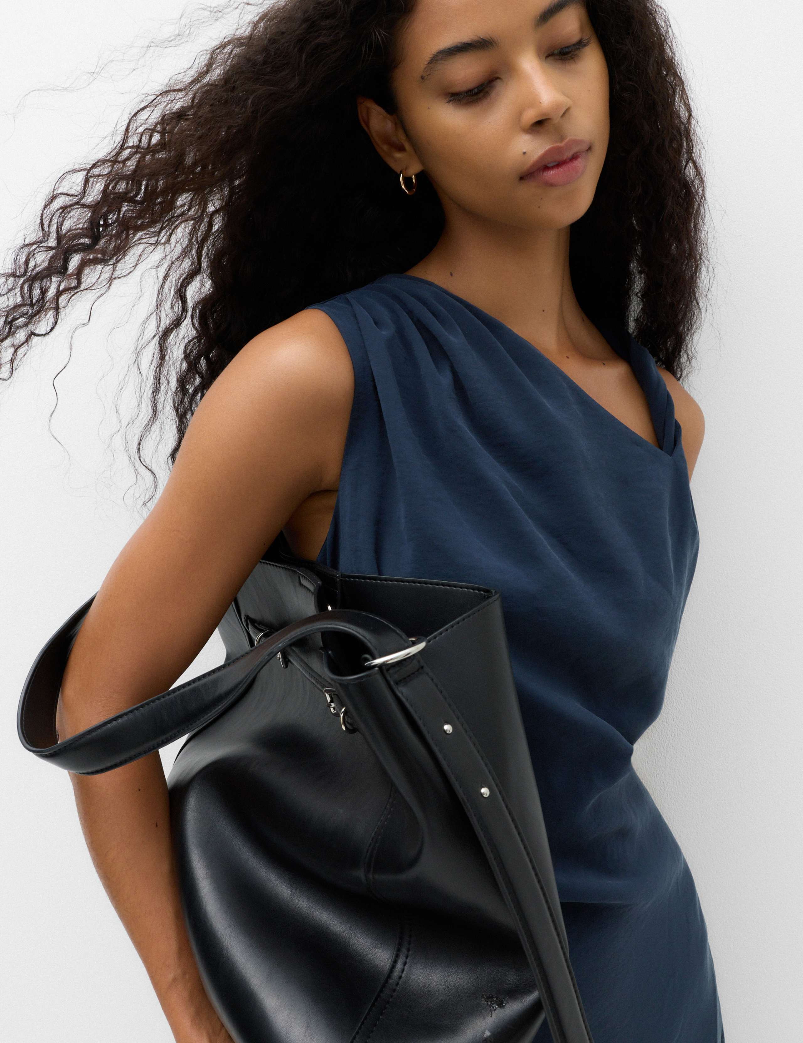 Asymmetric Neck Midi Waisted Dress 3 of 6