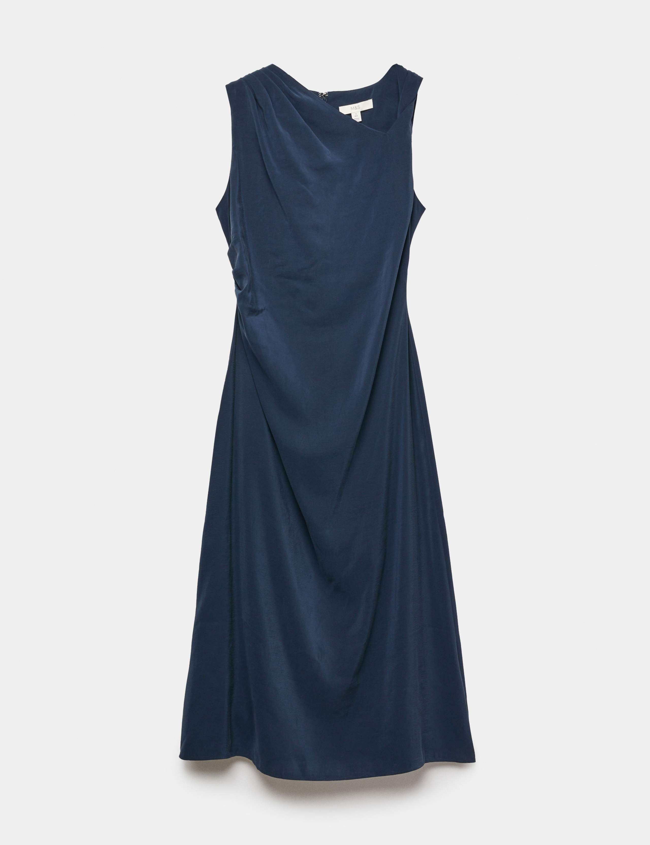 Asymmetric Neck Midi Waisted Dress 1 of 1