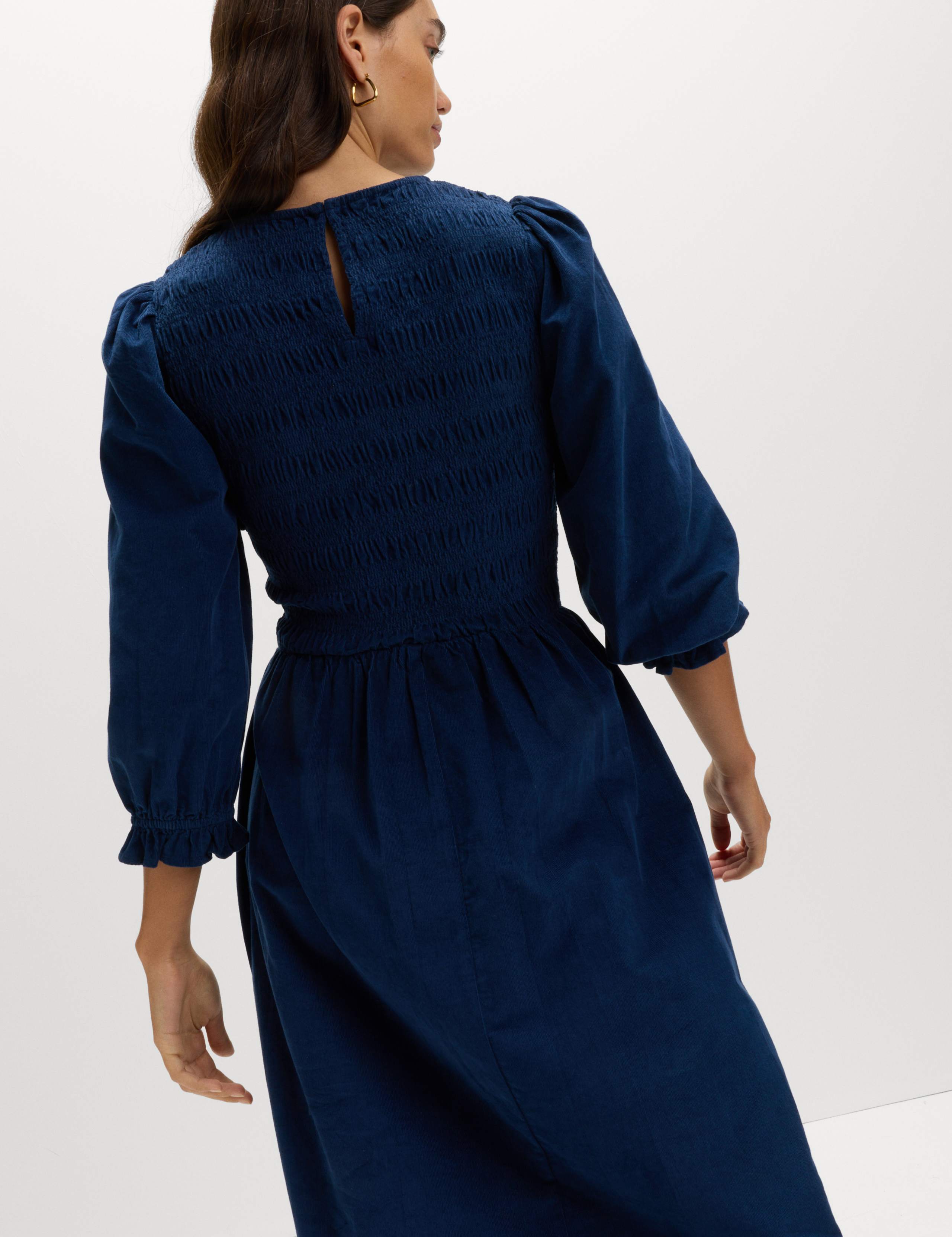 Corduroy Midi Shirred Waisted Dress 4 of 5