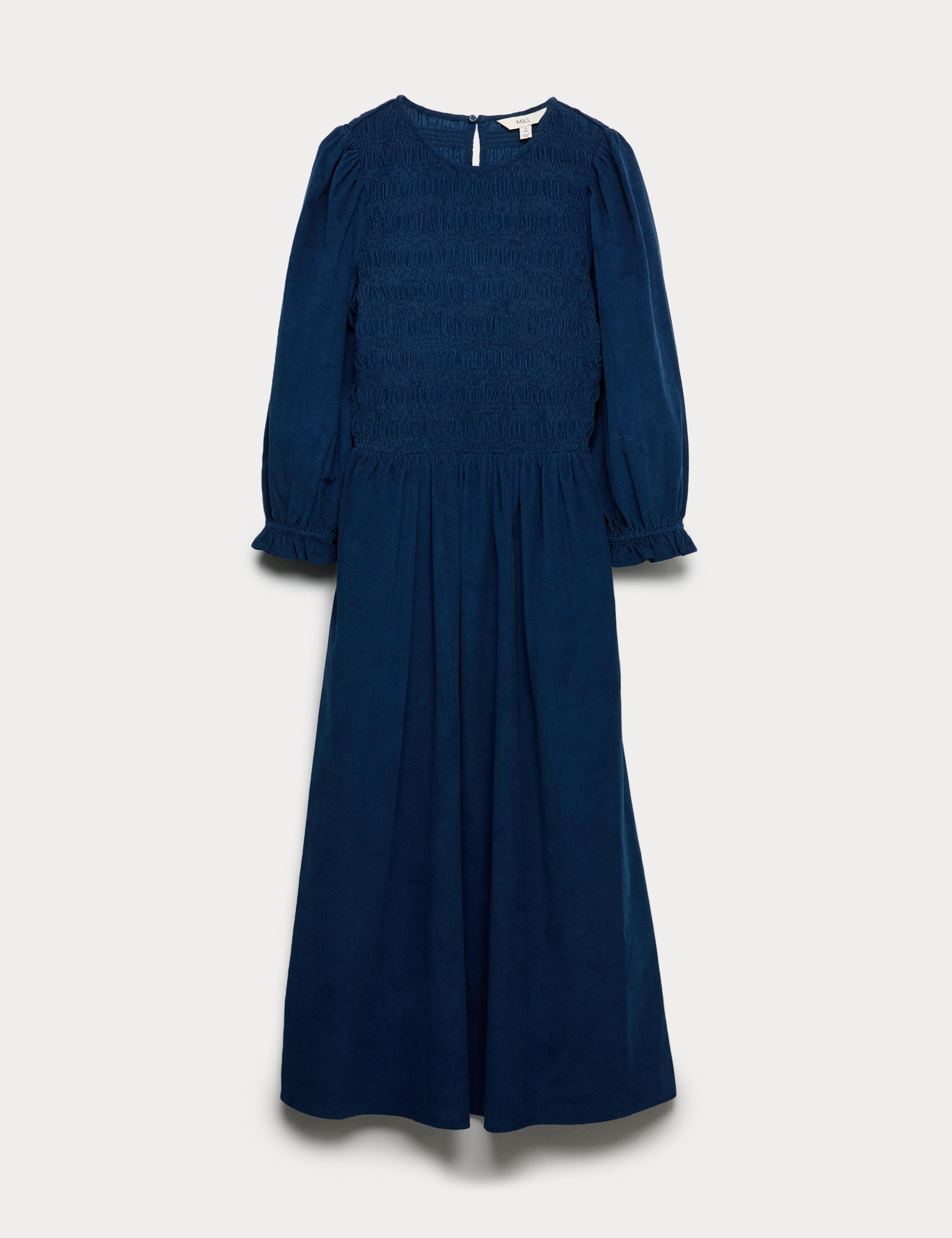 Corduroy Midi Shirred Waisted Dress 2 of 5