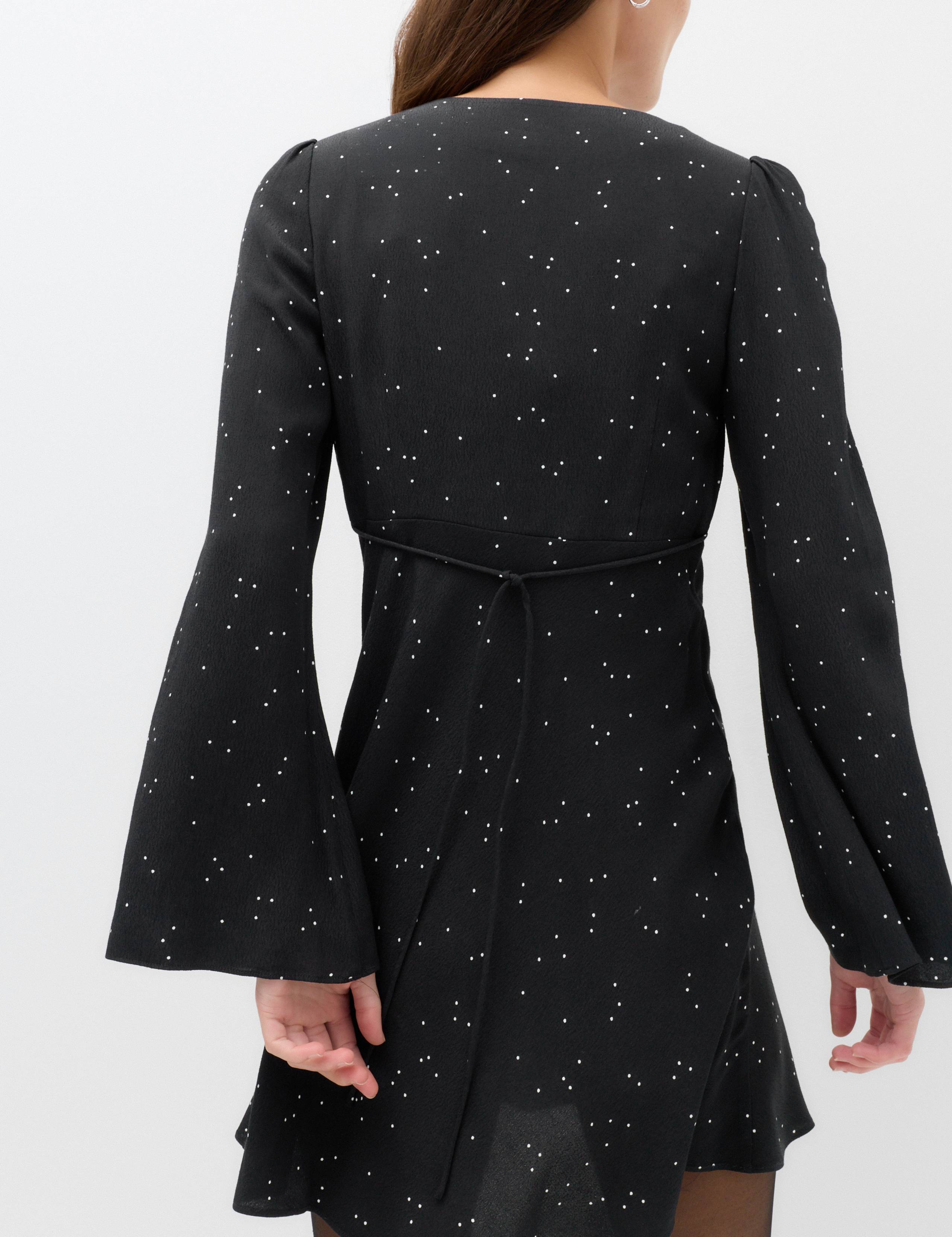 Polka Dot V Neck Mini Tea Dress 4 of 6