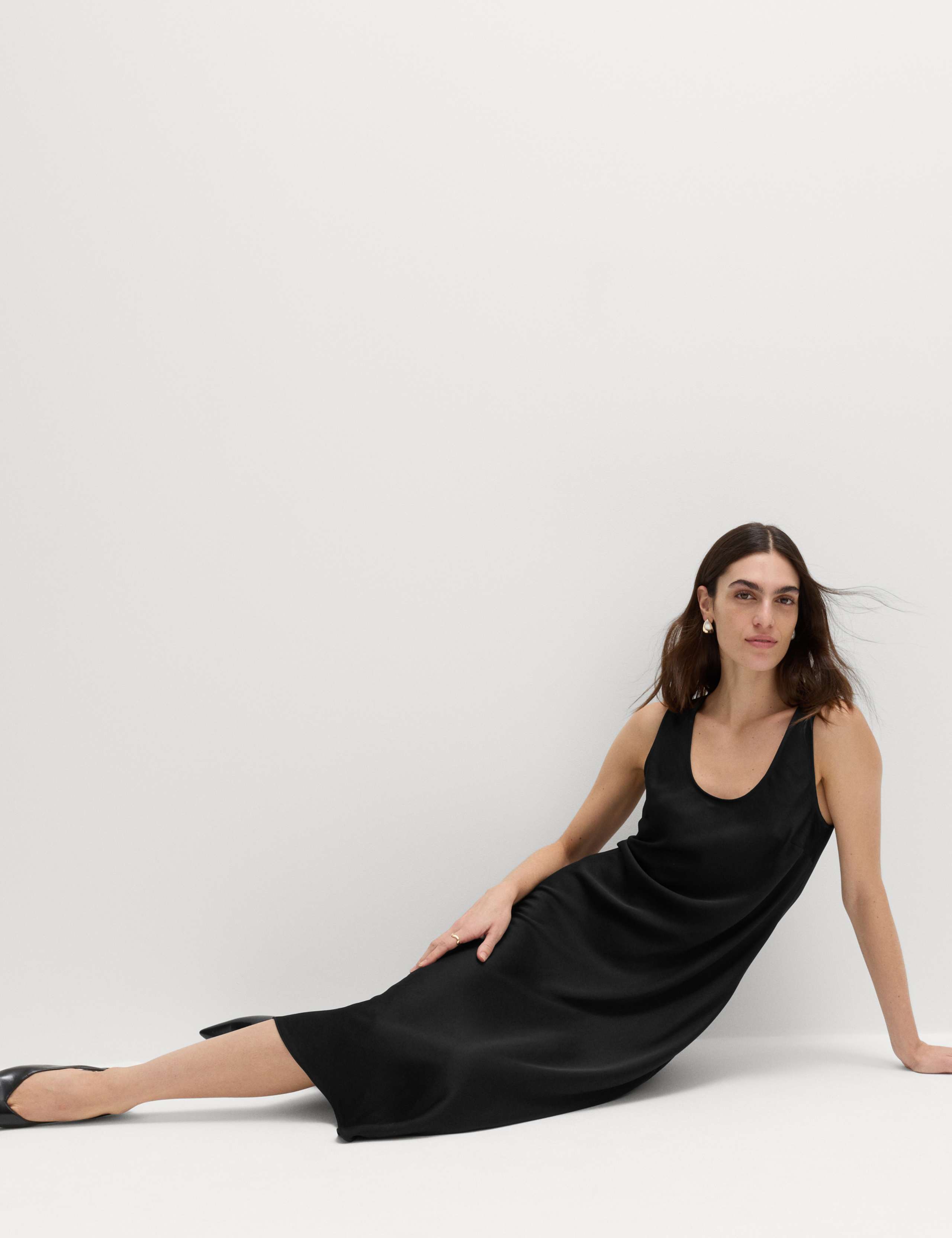 Built Up Satin Midi Column Dress 5 of 6