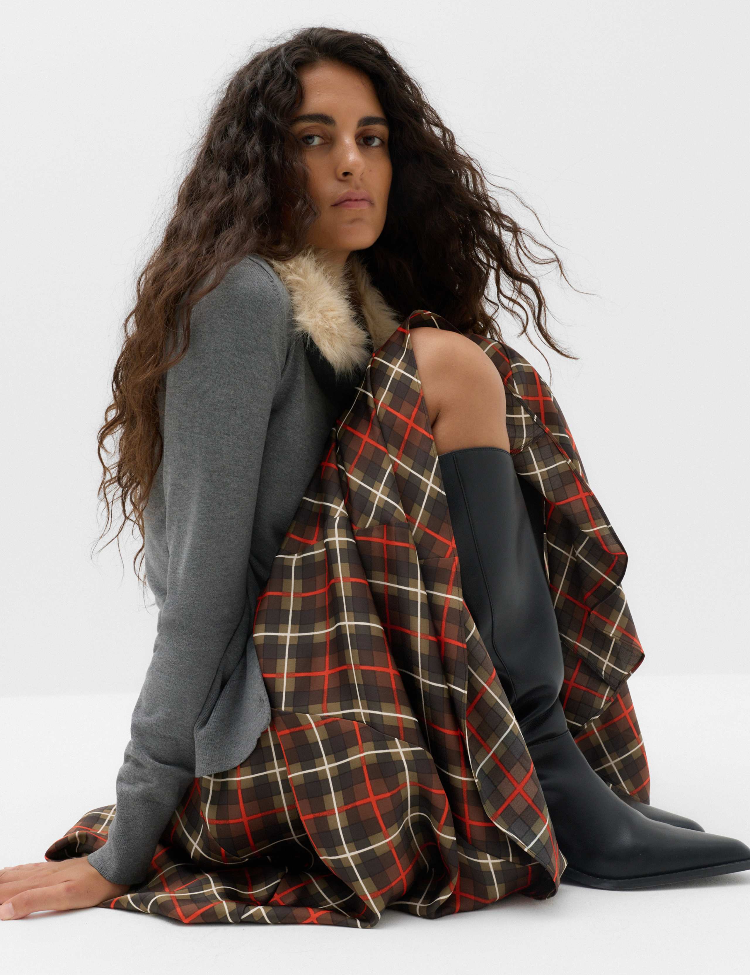 Checked Midi A-Line Skirt 3 of 6