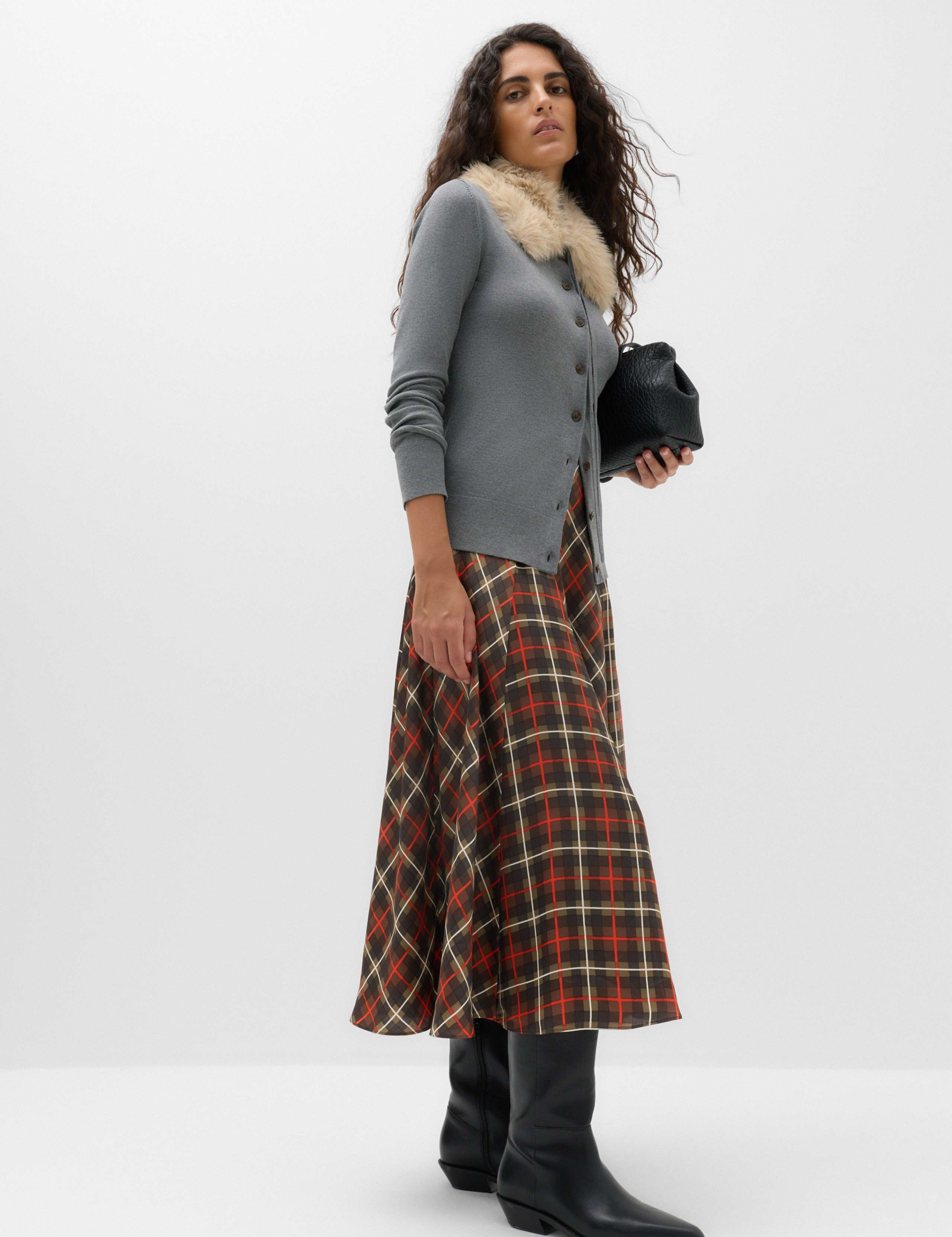 Checked Midi A-Line Skirt 6 of 6