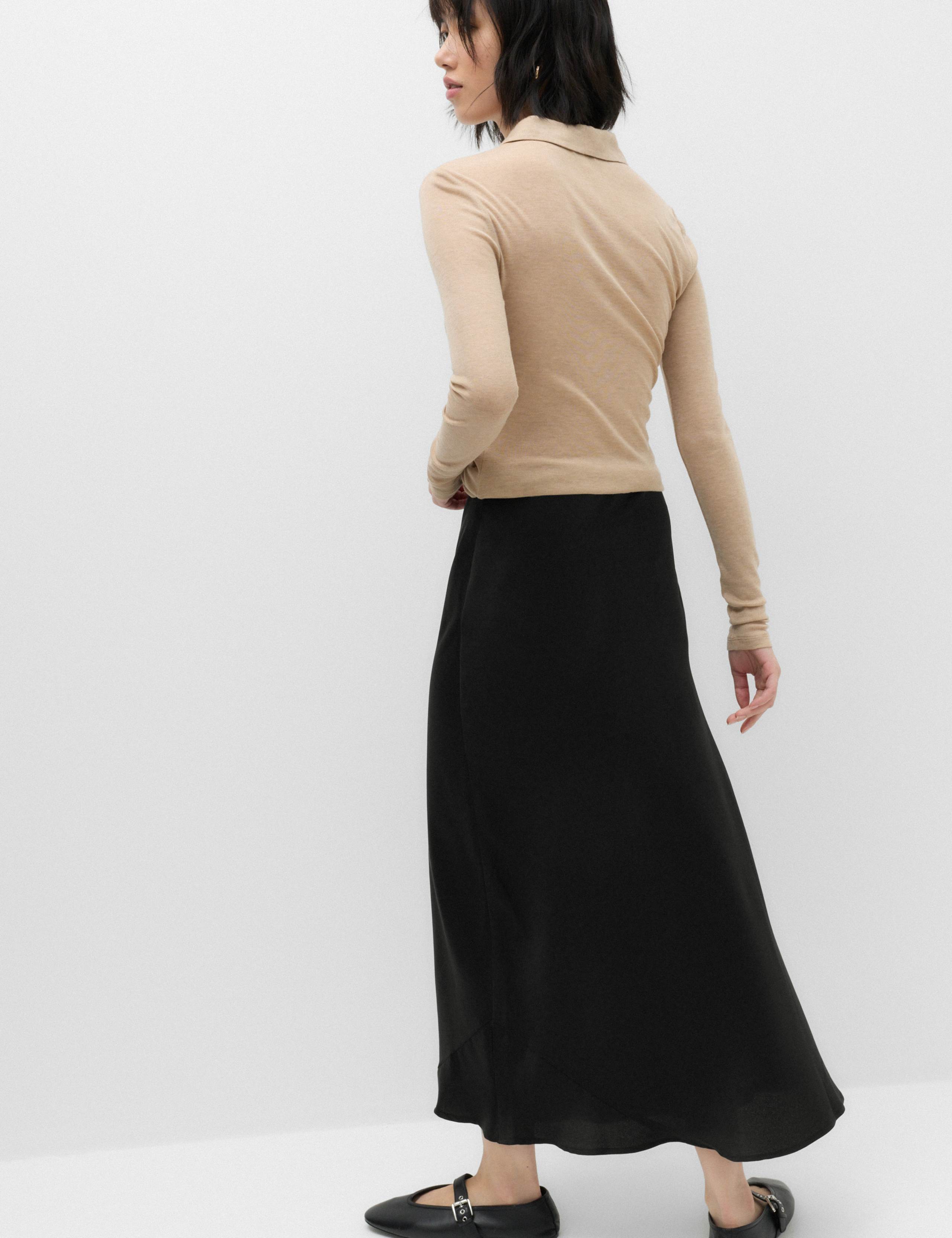 Satin Midi Slip Skirt 4 of 6