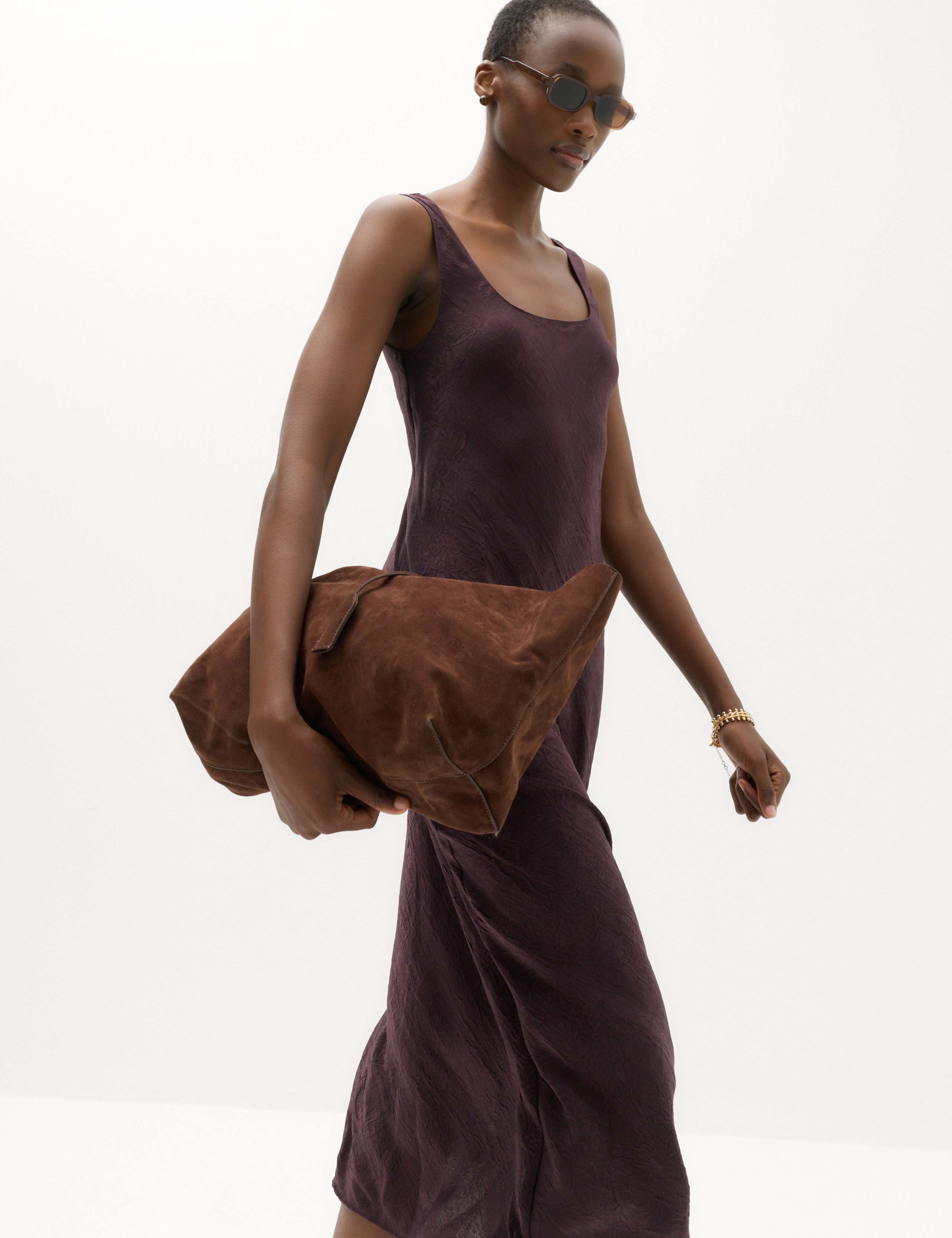 Satin Scoop Neck Midi Slip Dress 1 of 6