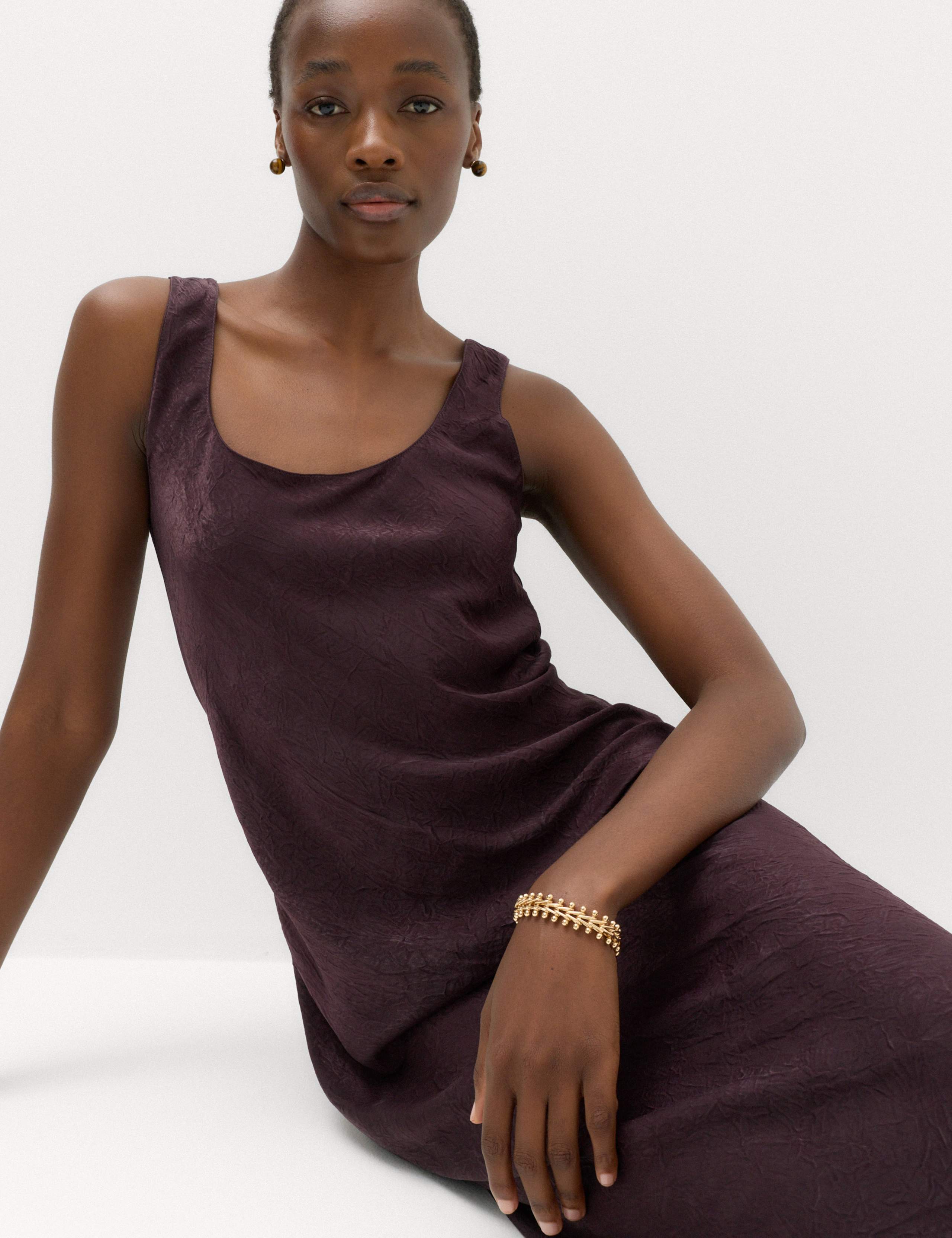 Satin Scoop Neck Midi Slip Dress 5 of 6