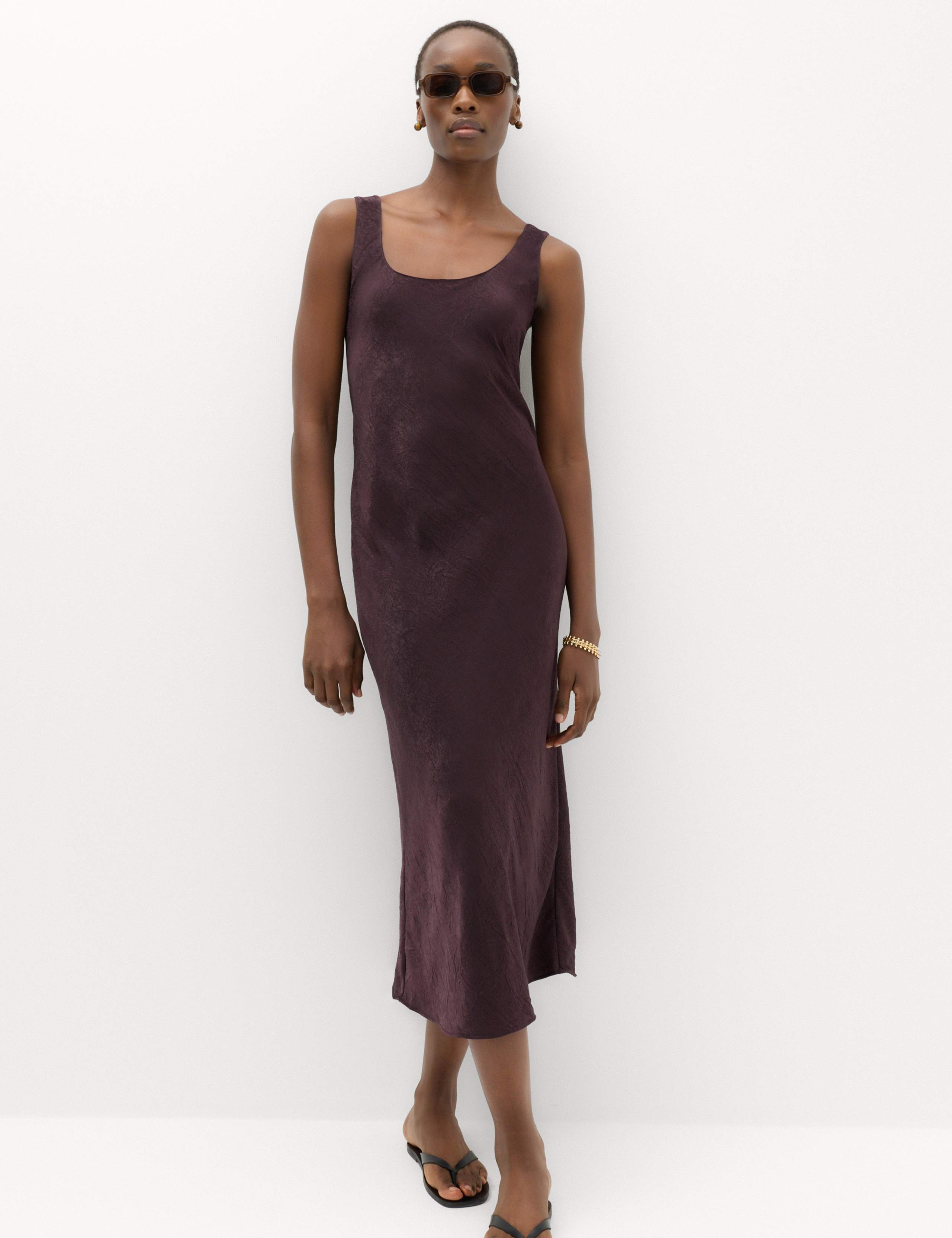 Satin Scoop Neck Midi Slip Dress 6 of 6