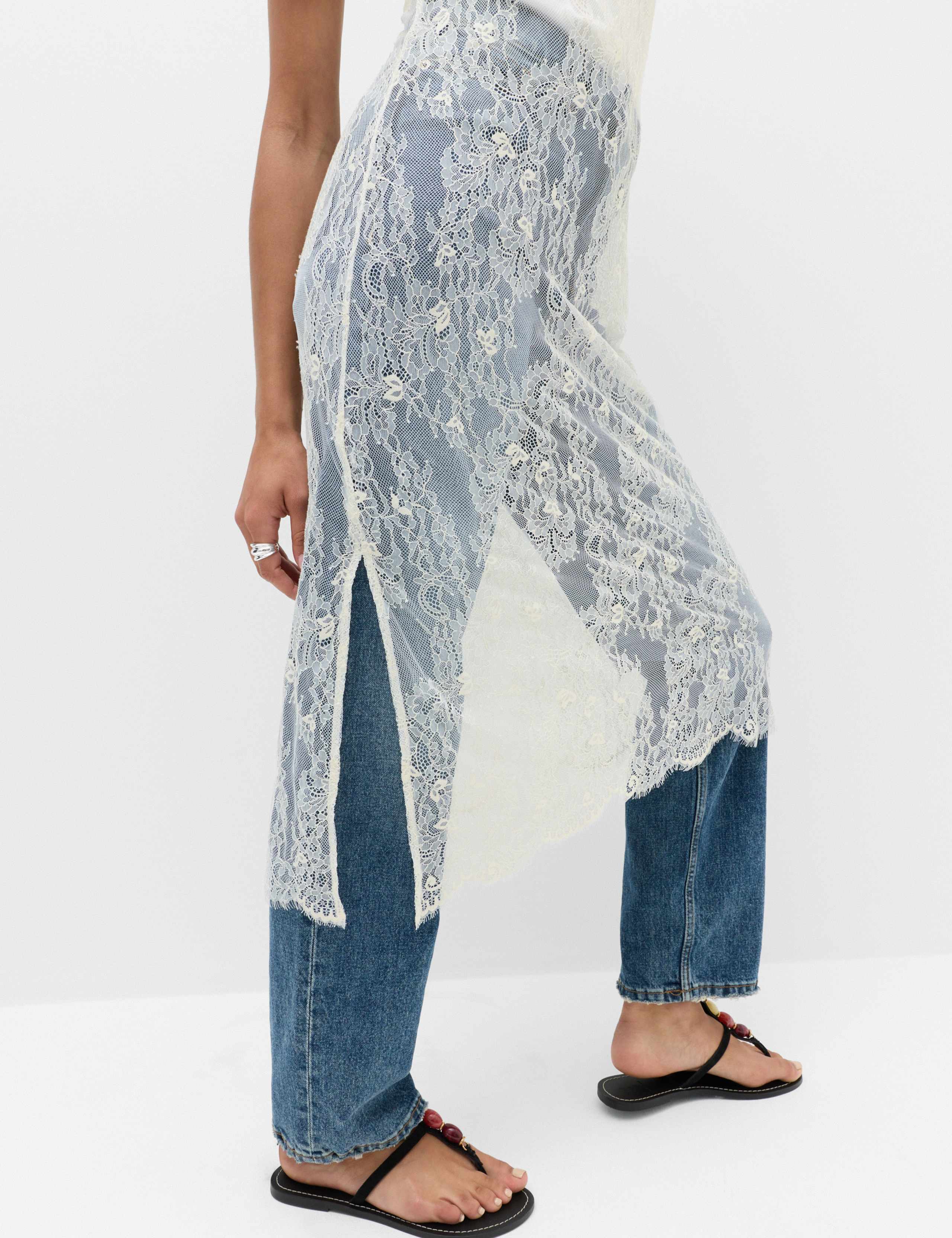 Cotton Blend Lace Midi Cami Dress 6 of 6