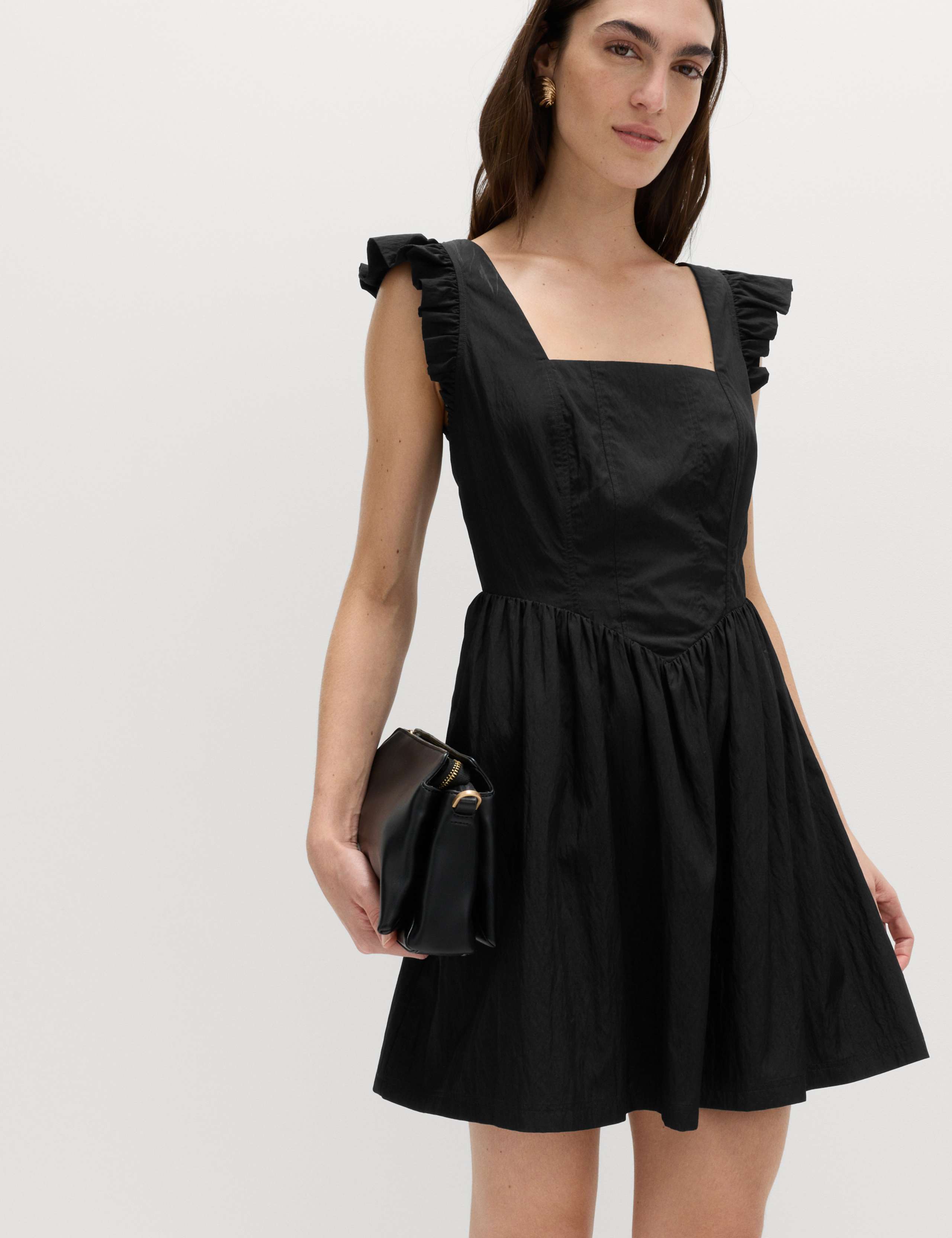 Frill Detail Square Neck Mini Skater Dress 1 of 6