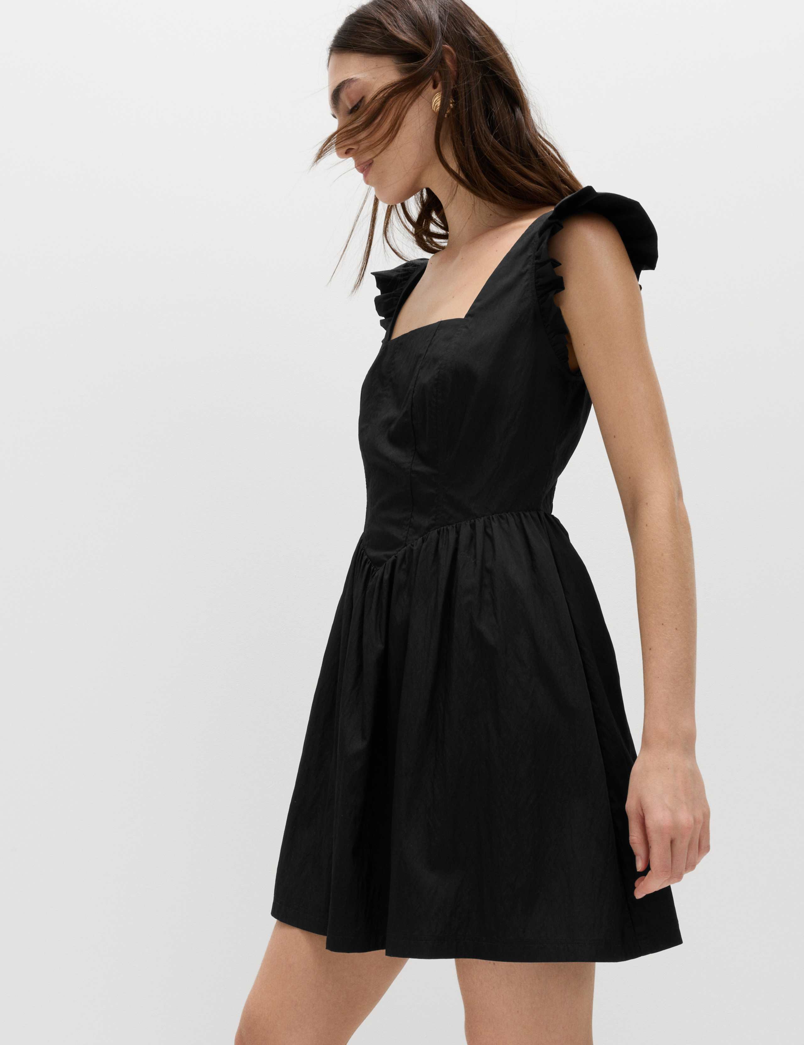 Frill Detail Square Neck Mini Skater Dress 6 of 6