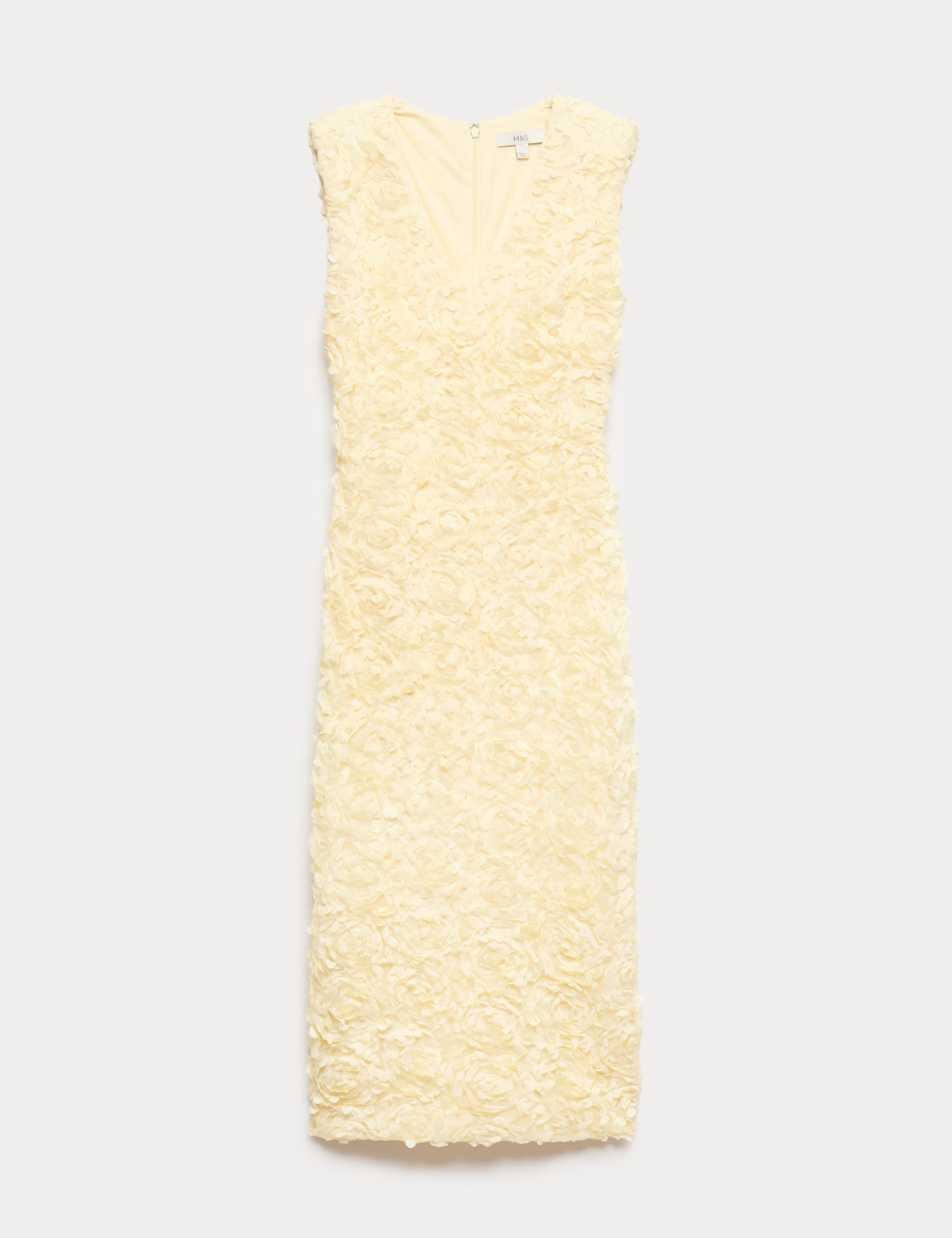 Floral Appliqué V-Neck Midi Bodycon Dress 2 of 6