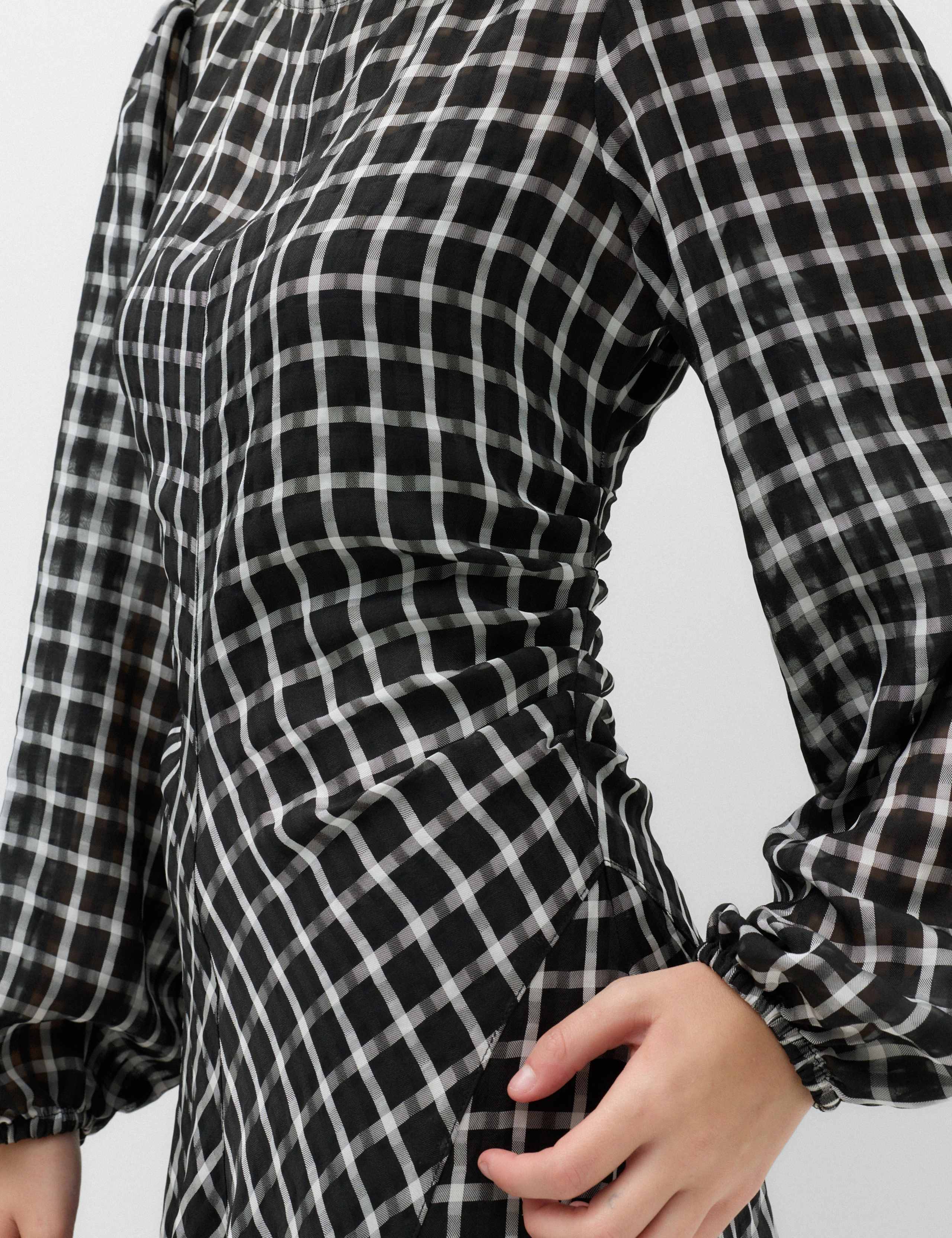 Checked Blouson Sleeve Midaxi Dress 3 of 7