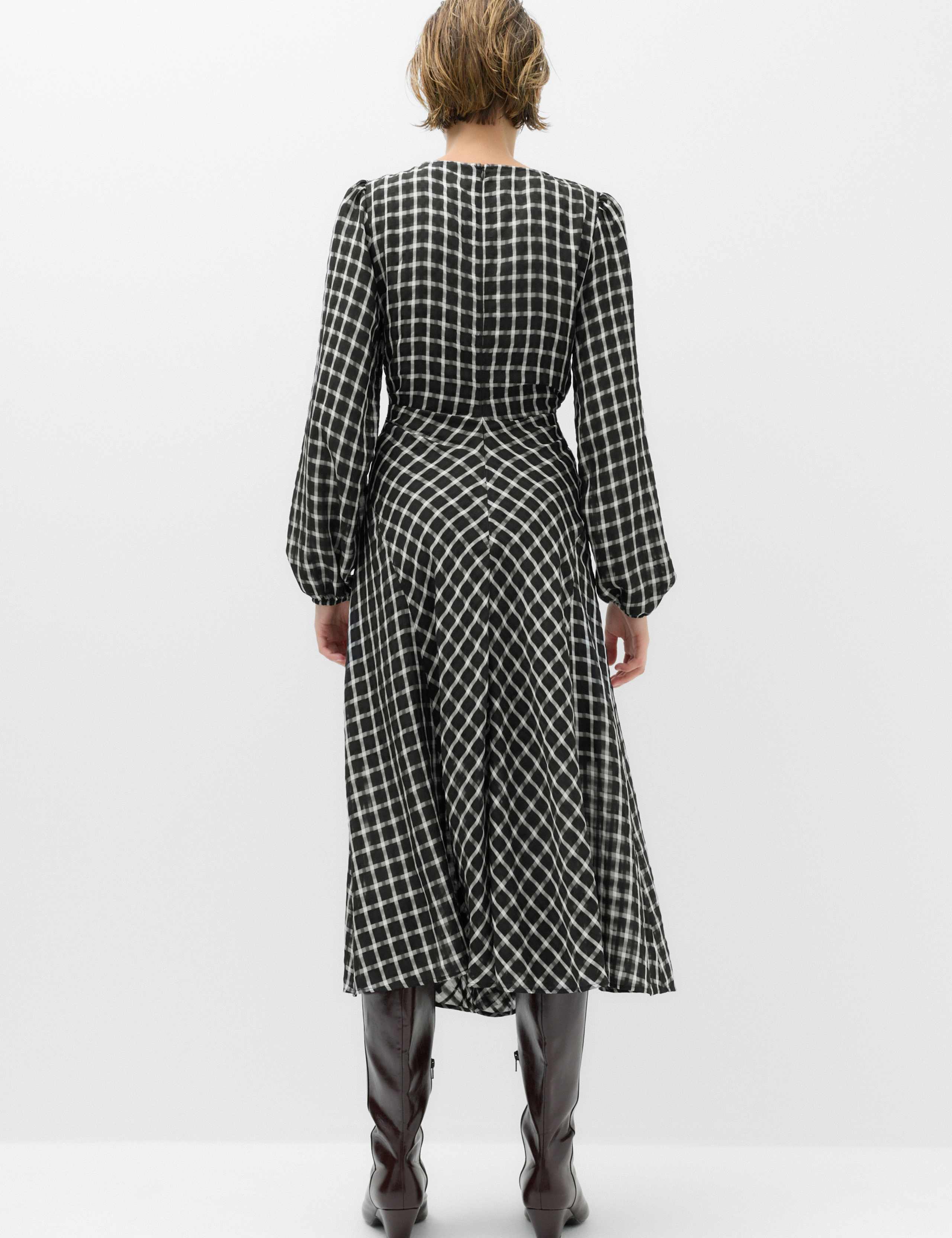 Checked Blouson Sleeve Midaxi Dress 5 of 7
