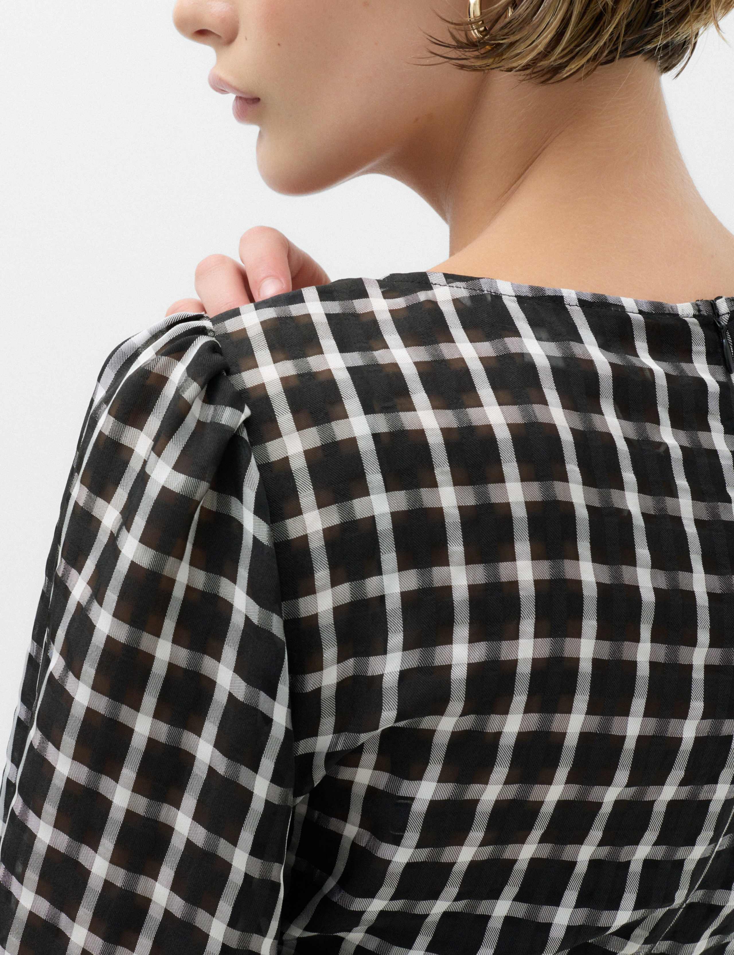 Checked Blouson Sleeve Midaxi Dress 6 of 7