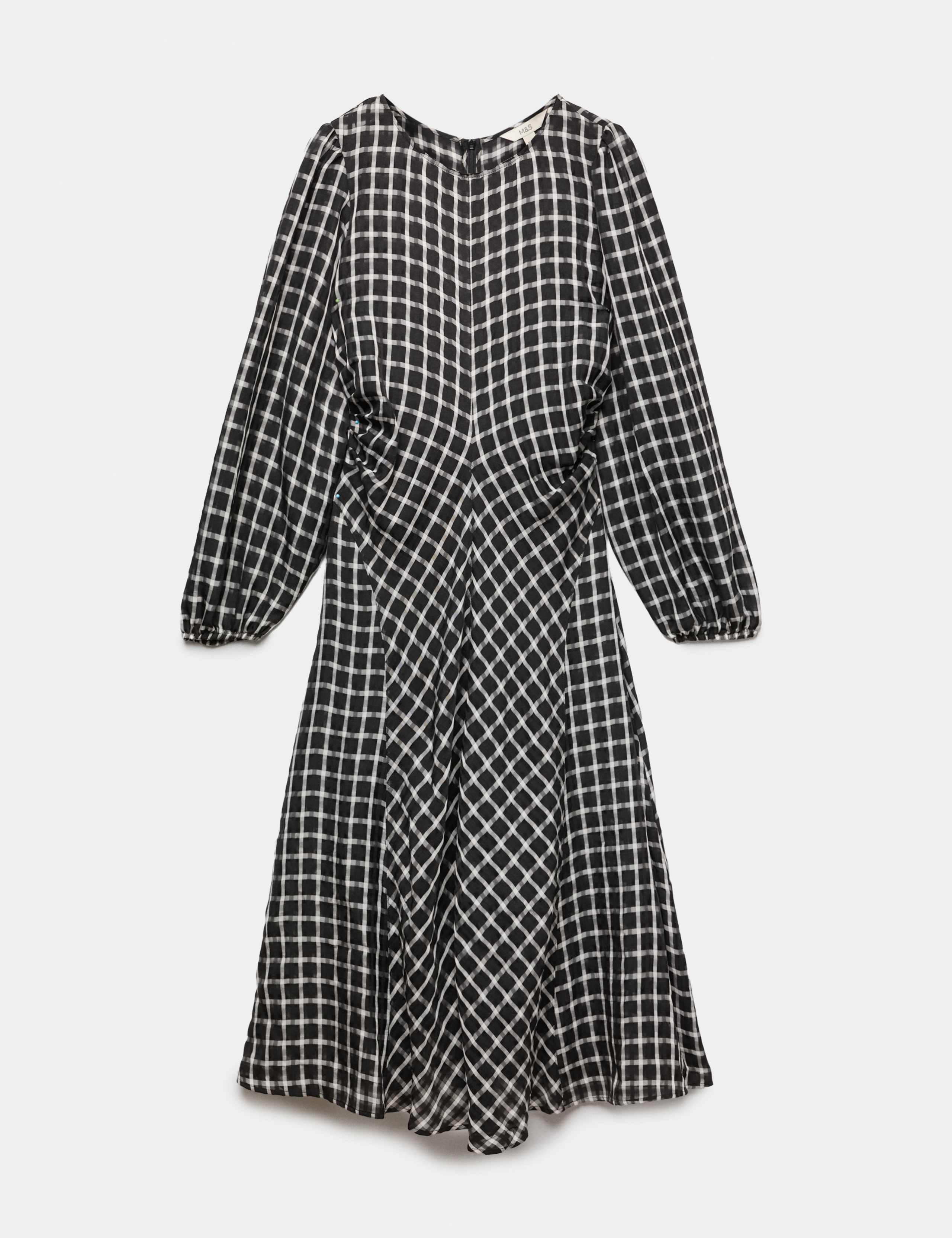 Checked Blouson Sleeve Midaxi Dress 2 of 7