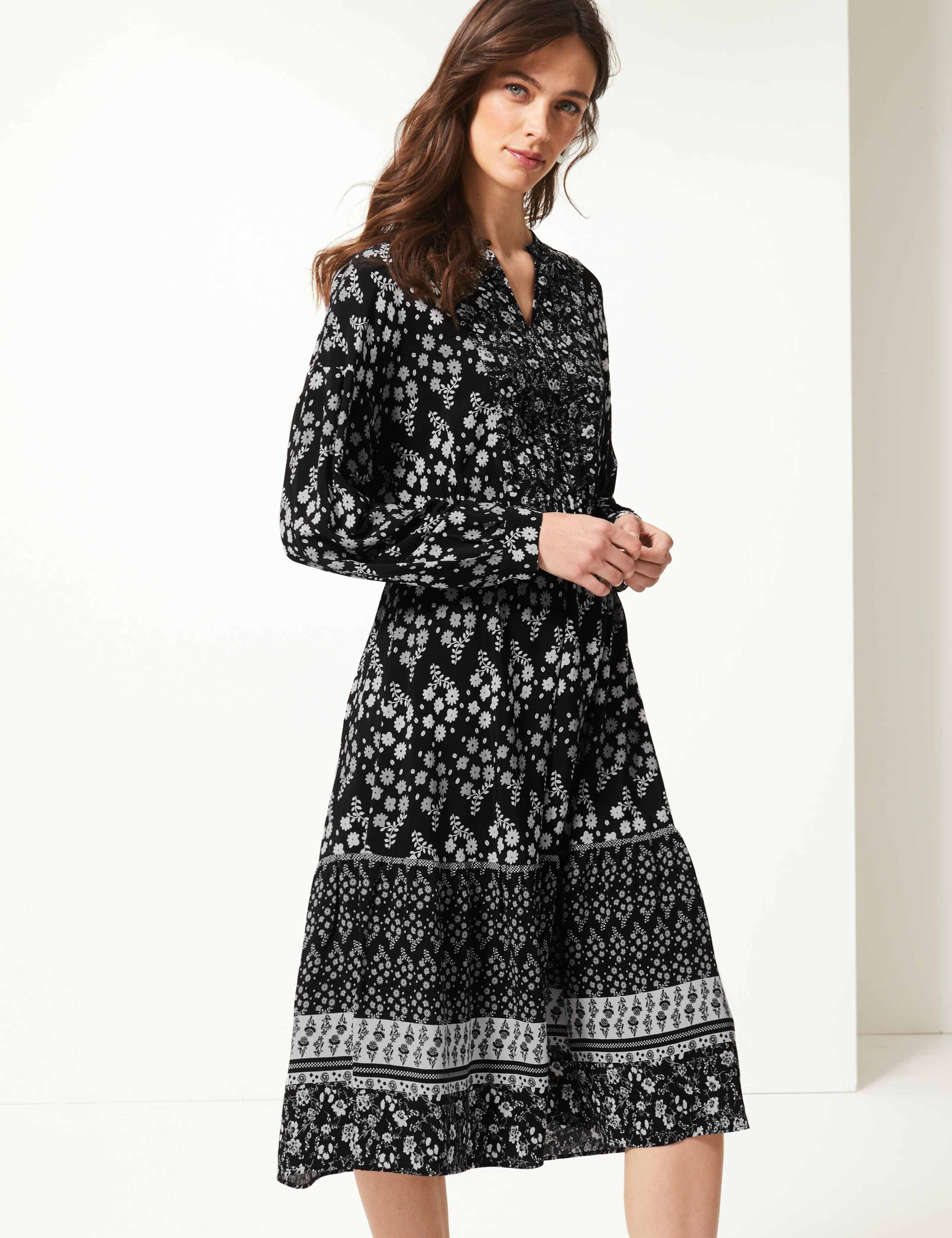 Floral Print Waisted Midi Dress 3 of 4