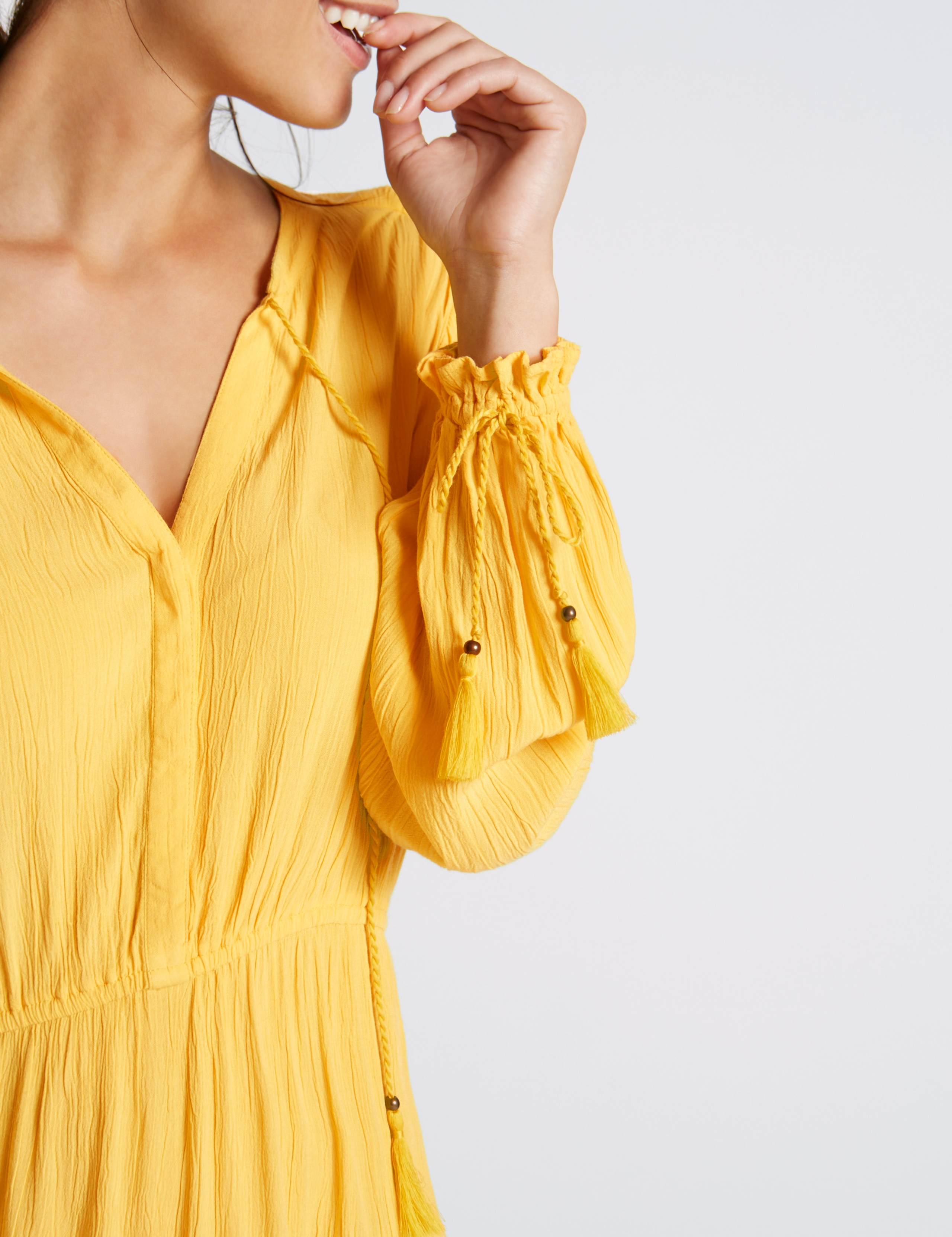 Tiered Cuff Detail Long Sleeve Midi Dress 5 of 5