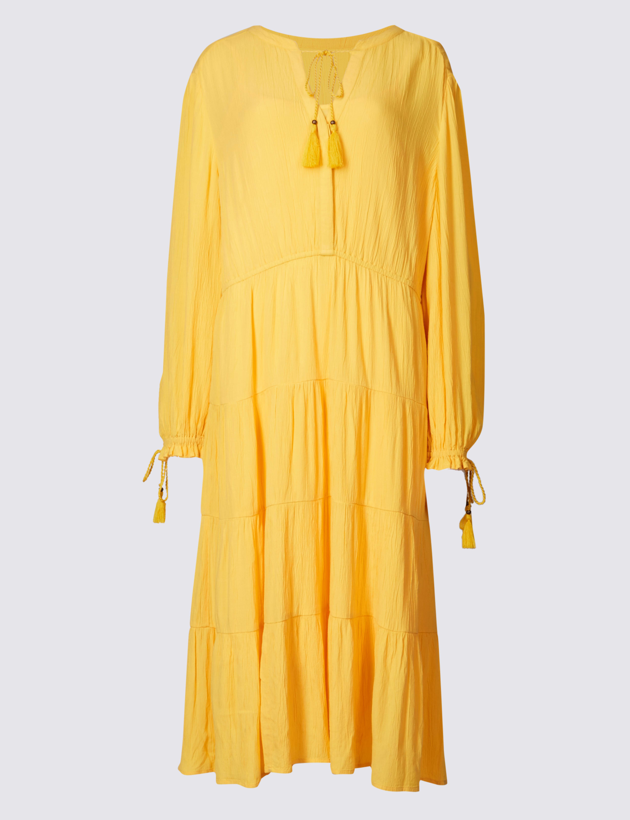 Tiered Cuff Detail Long Sleeve Midi Dress 2 of 5