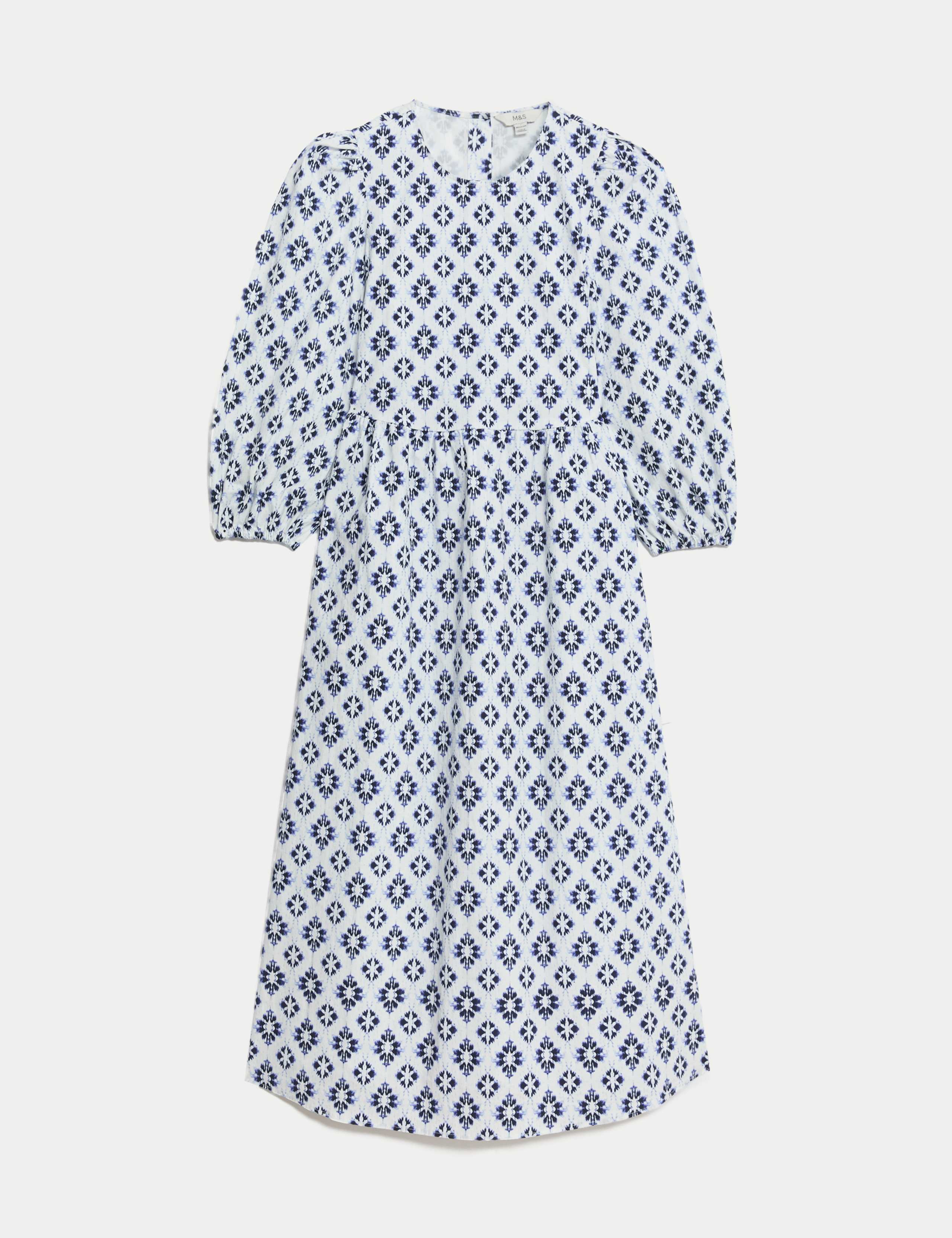Cotton Rich Printed Midi Waisted Dress 2 of 6