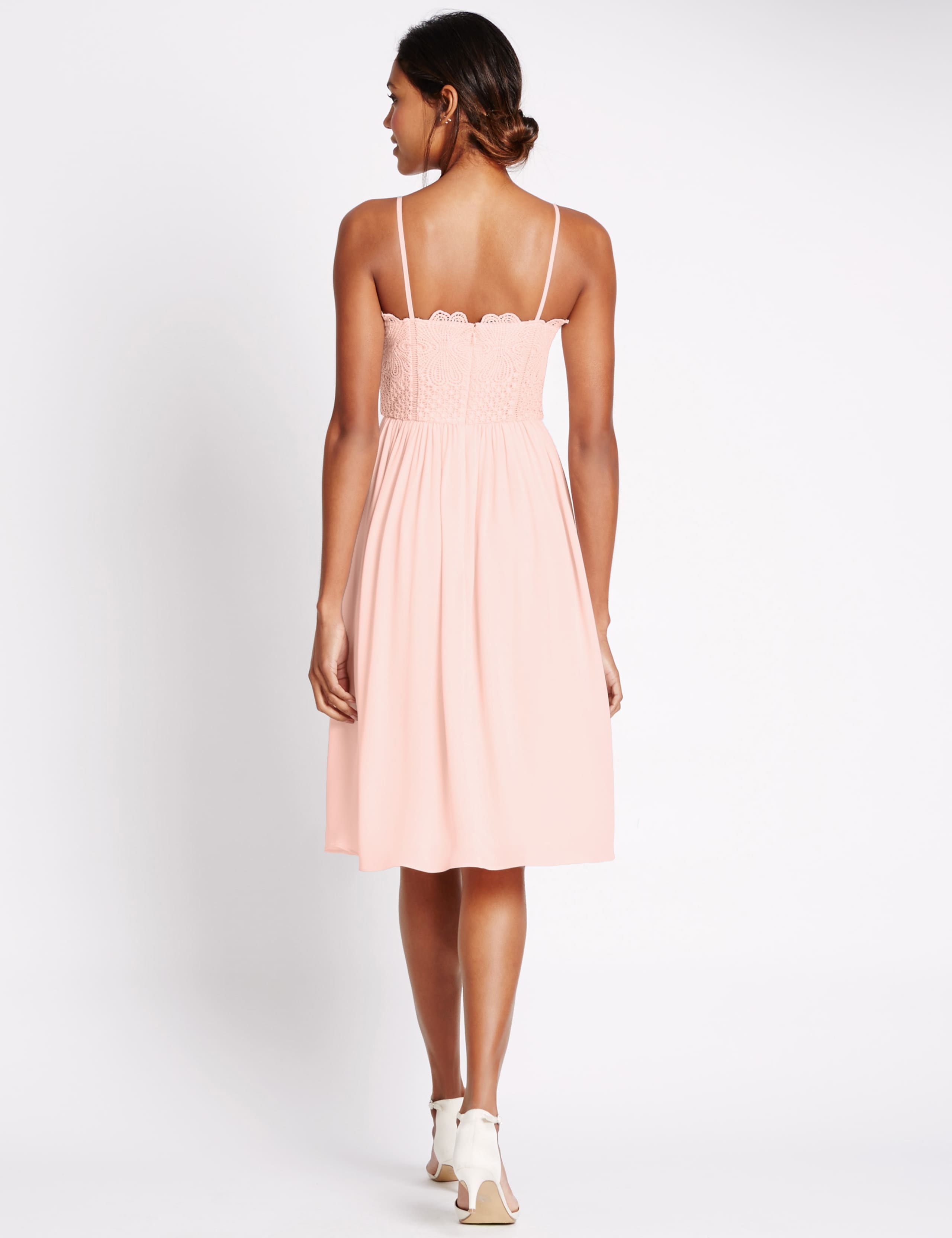 Floral Lace Ladder Trim Skater Midi Dress 3 of 4
