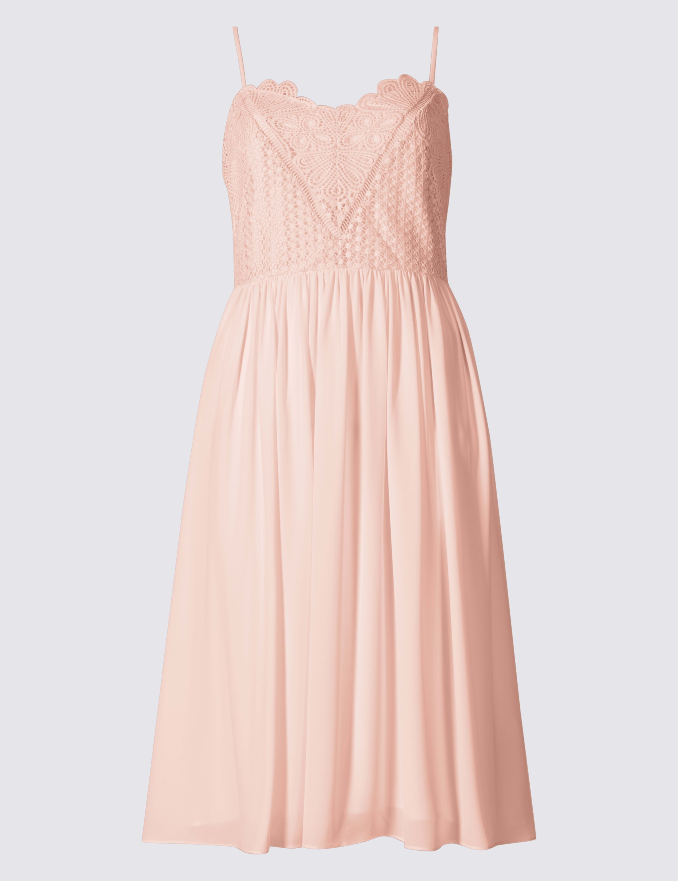 Floral Lace Ladder Trim Skater Midi Dress 2 of 4