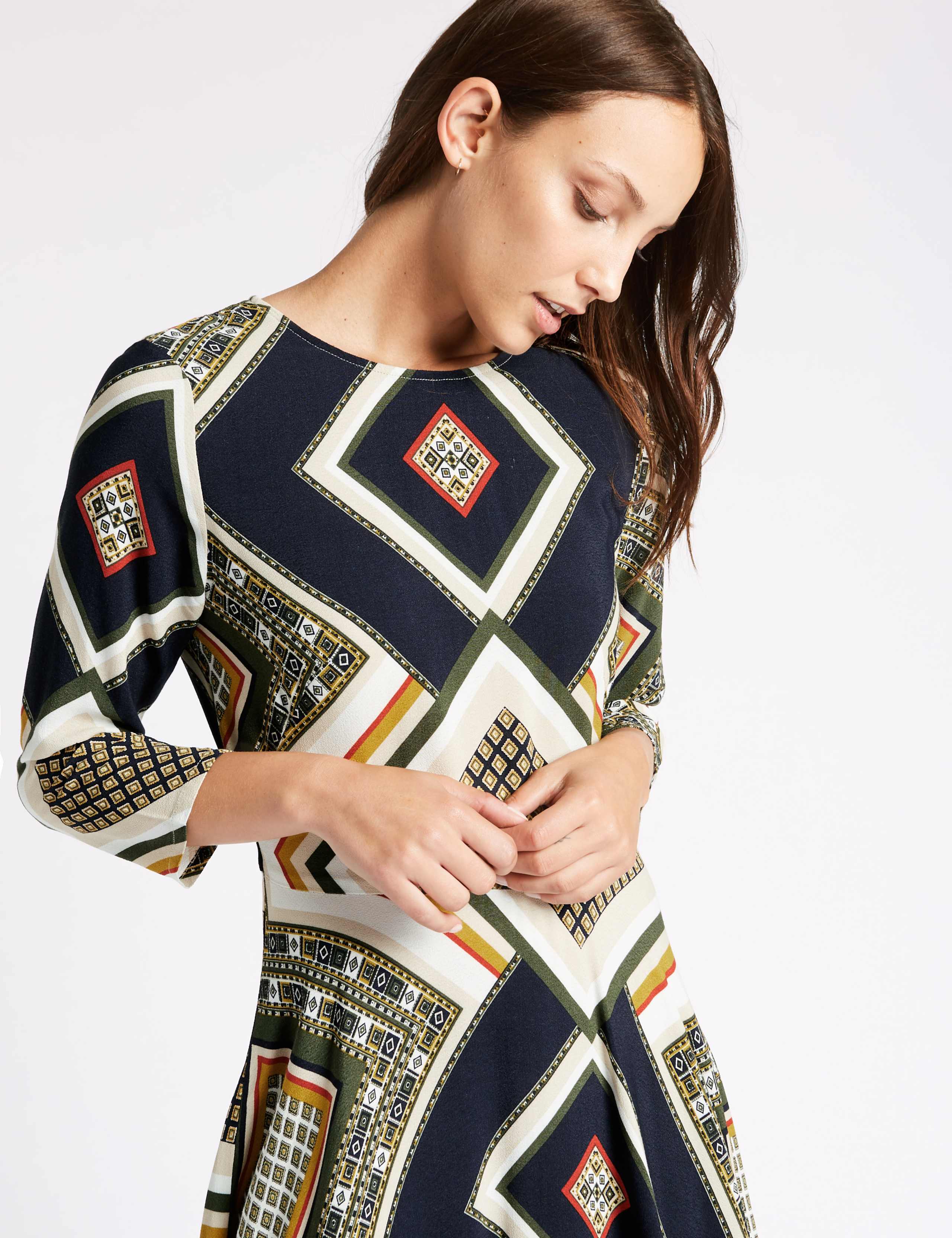 Asymmetric Fuller Bust Skater Midi Dress 5 of 5