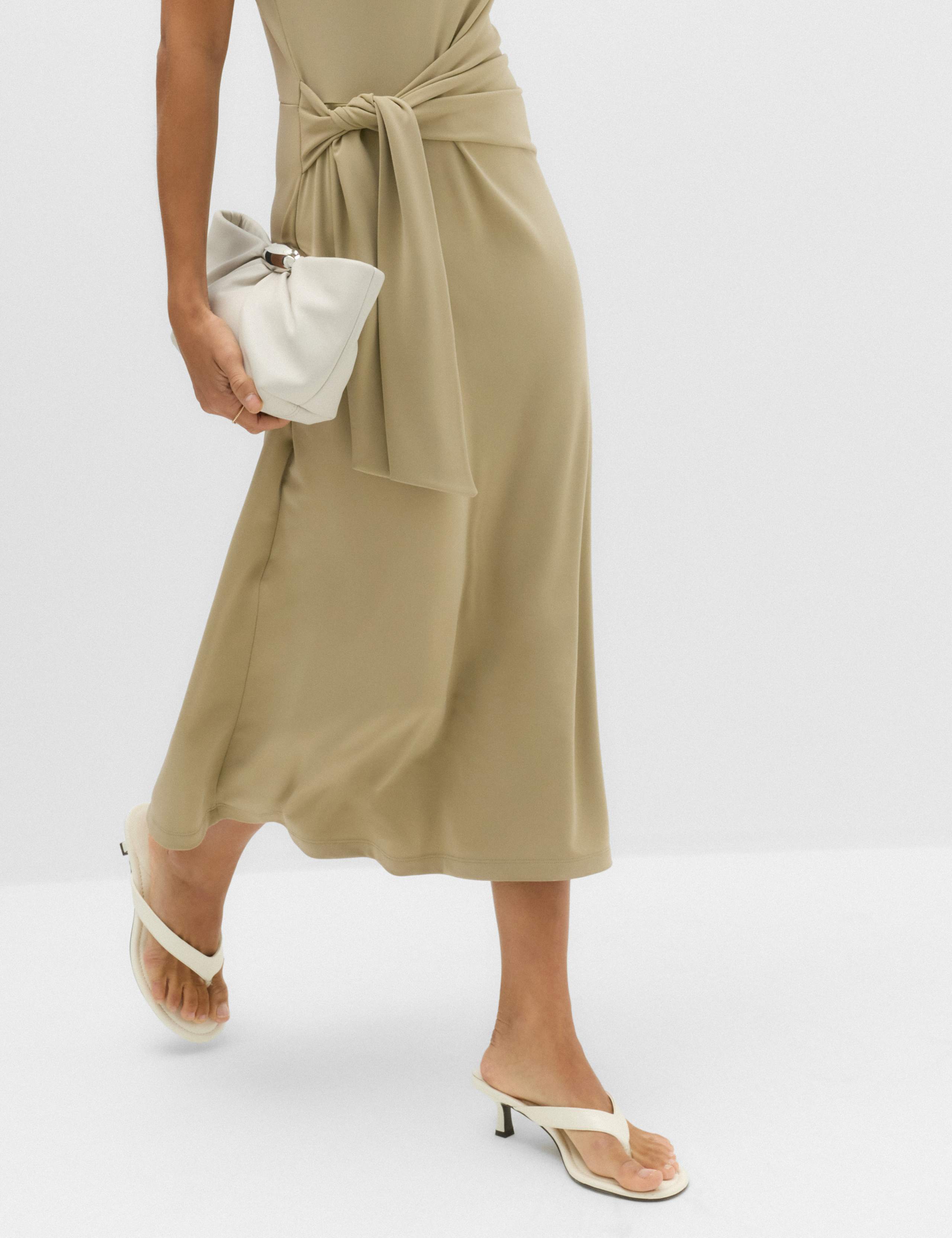 Jersey Tie Waist Midi Waisted Dress 5 of 7