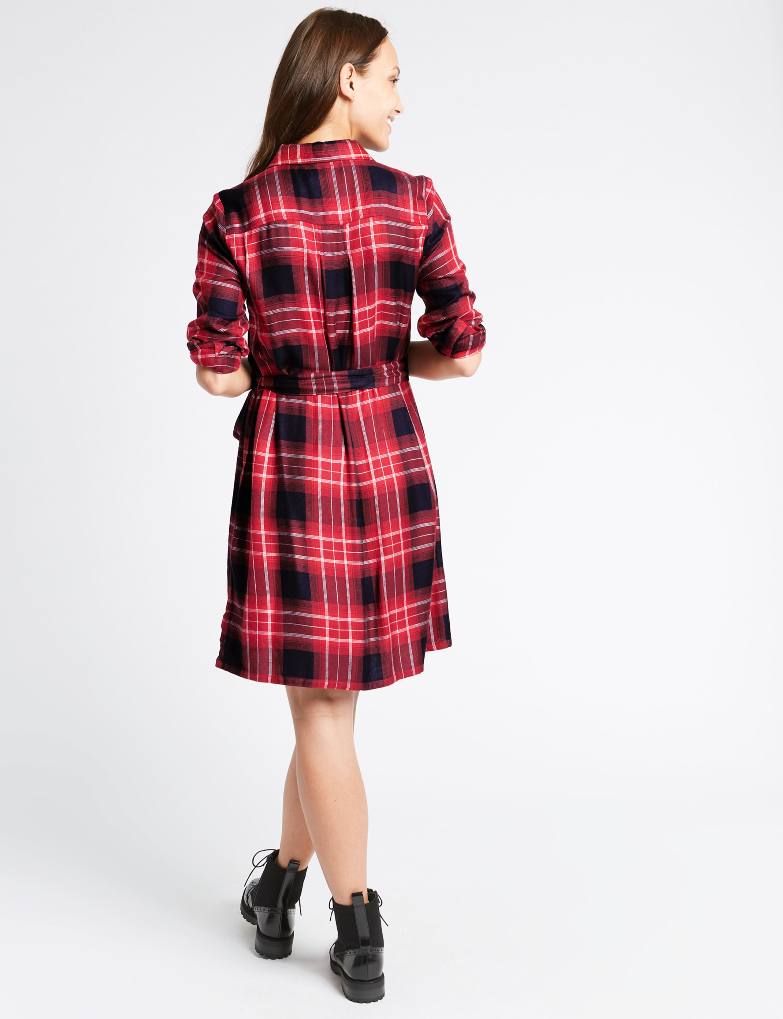 Checked Long Sleeve Shirt Dress 4 of 5