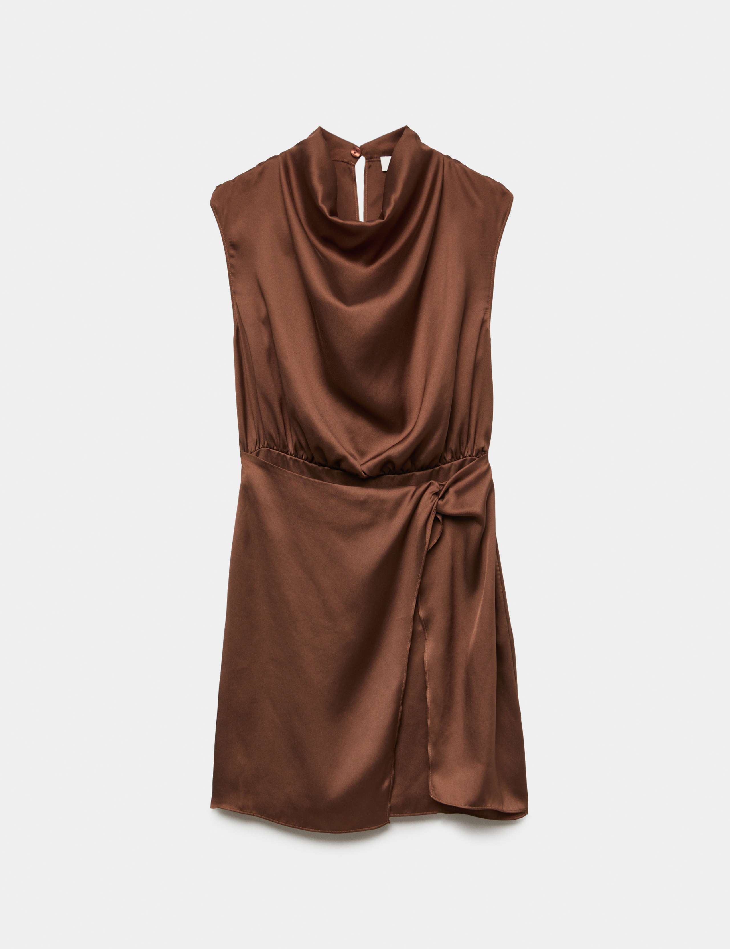 Satin Cowl Neck Mini Waisted Dress 1 of 1