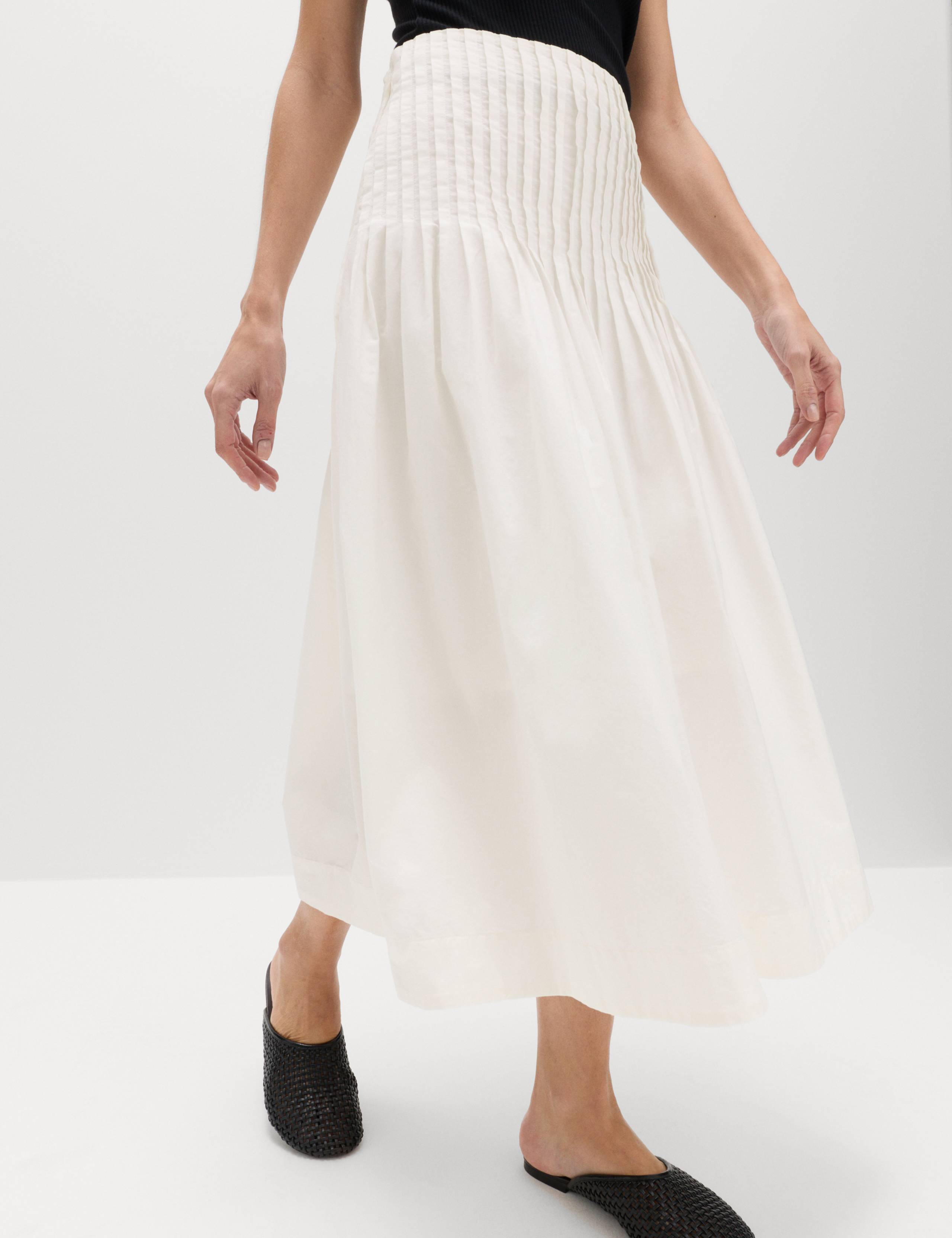 Pure Cotton Pleated Midi A-Line Skirt 6 of 6