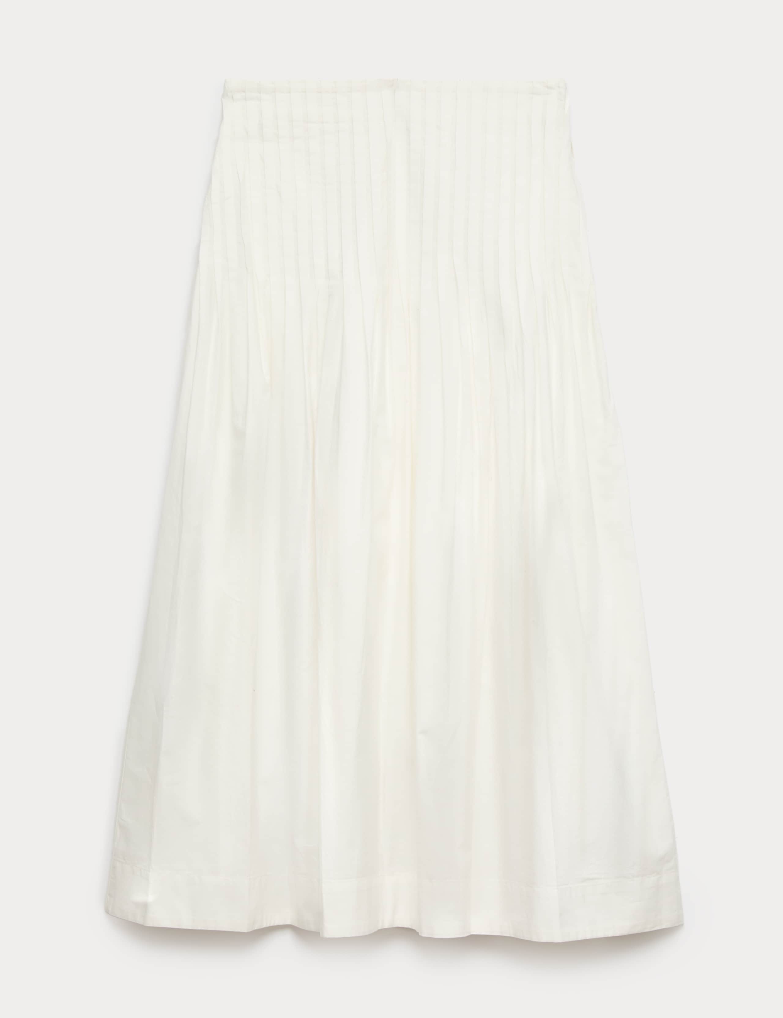 Pure Cotton Pleated Midi A-Line Skirt 2 of 6