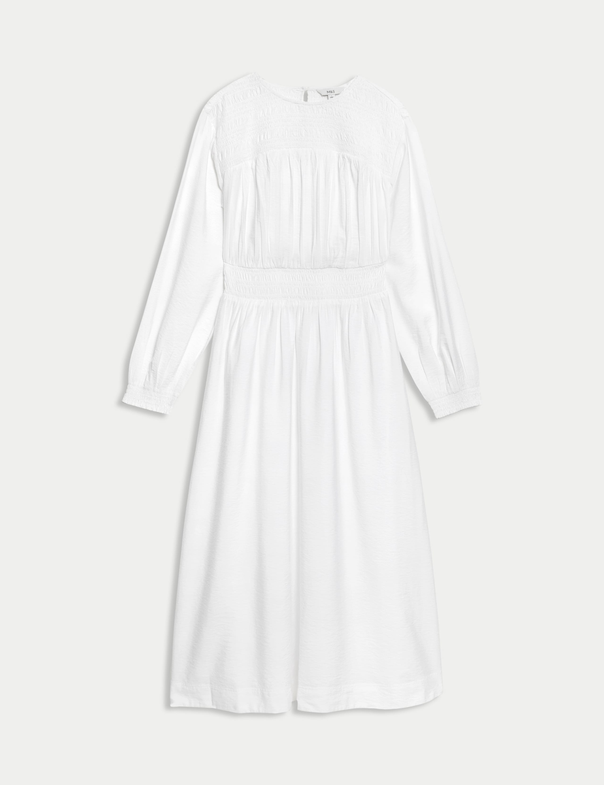 Round Neck Ruched Midi Waisted Dress 2 of 4